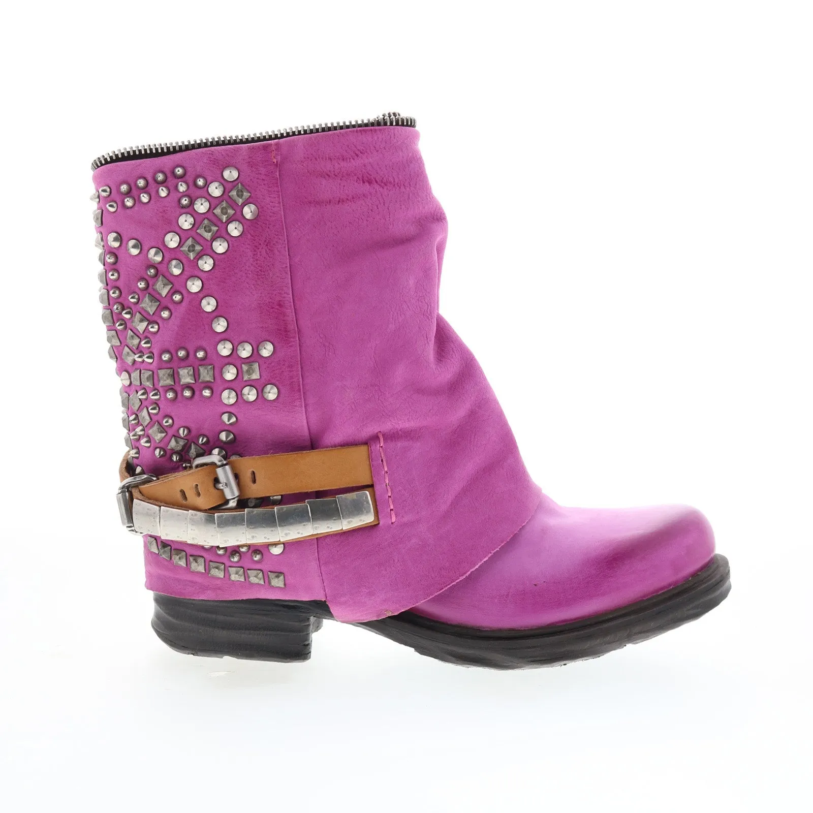 A.S. 98 Sid Womens Purple Leather Zipper Casual Dress Boots Neutral Pair Versatile Footwear