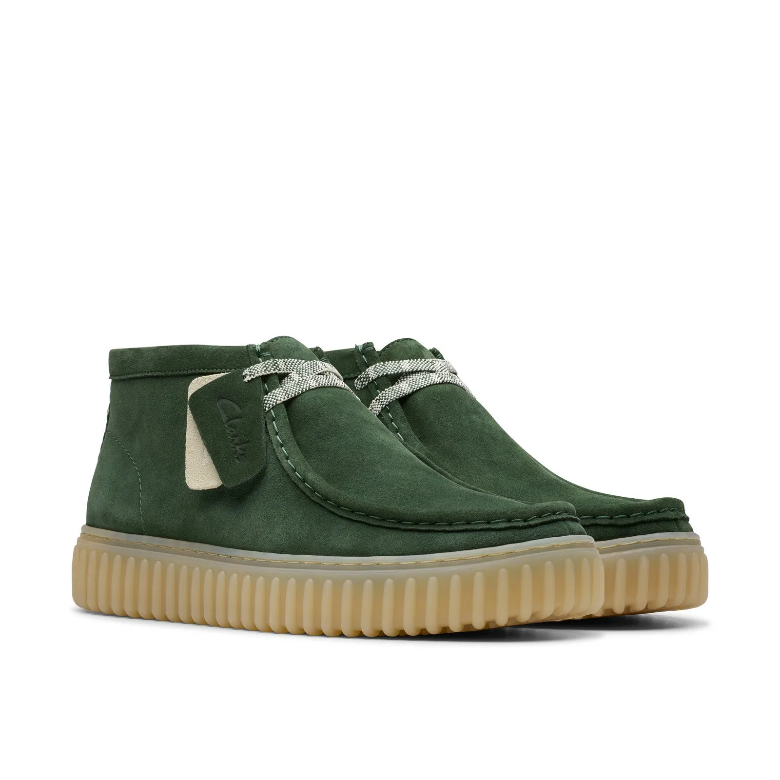 Clarks Torhill HI 26178268 Mens Green Suede Lace Up Chukkas Boots Tight Fit