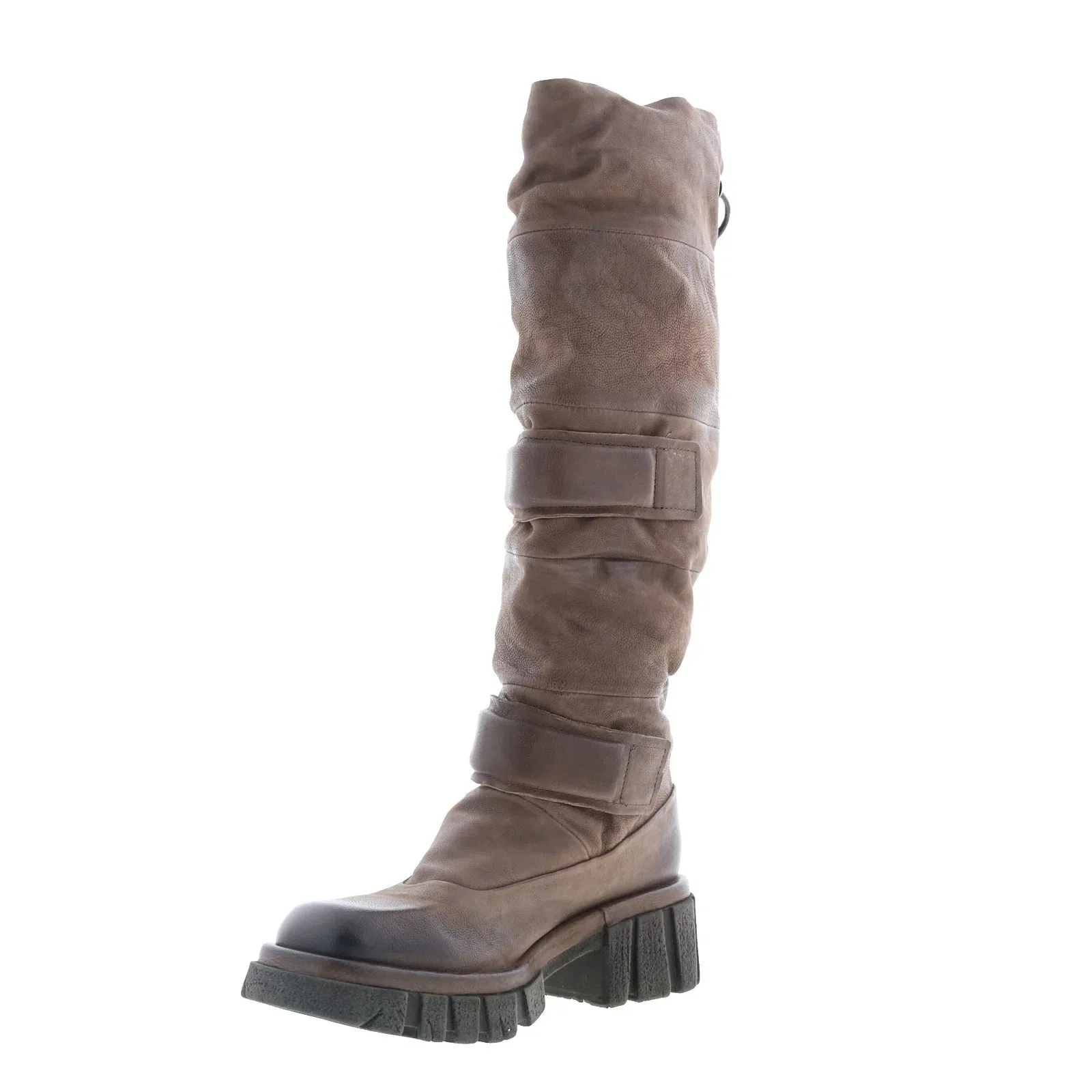 A.S. 98 Halpert Womens Brown Leather Zipper Knee High Boots Warehouse Worker