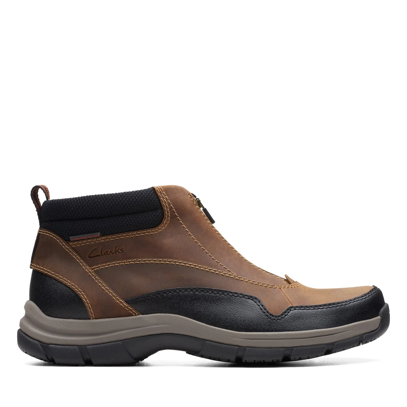 Clarks Walpath Zip 26174620 Mens Brown Leather Casual Dress Boots Eco Friendly No Tie