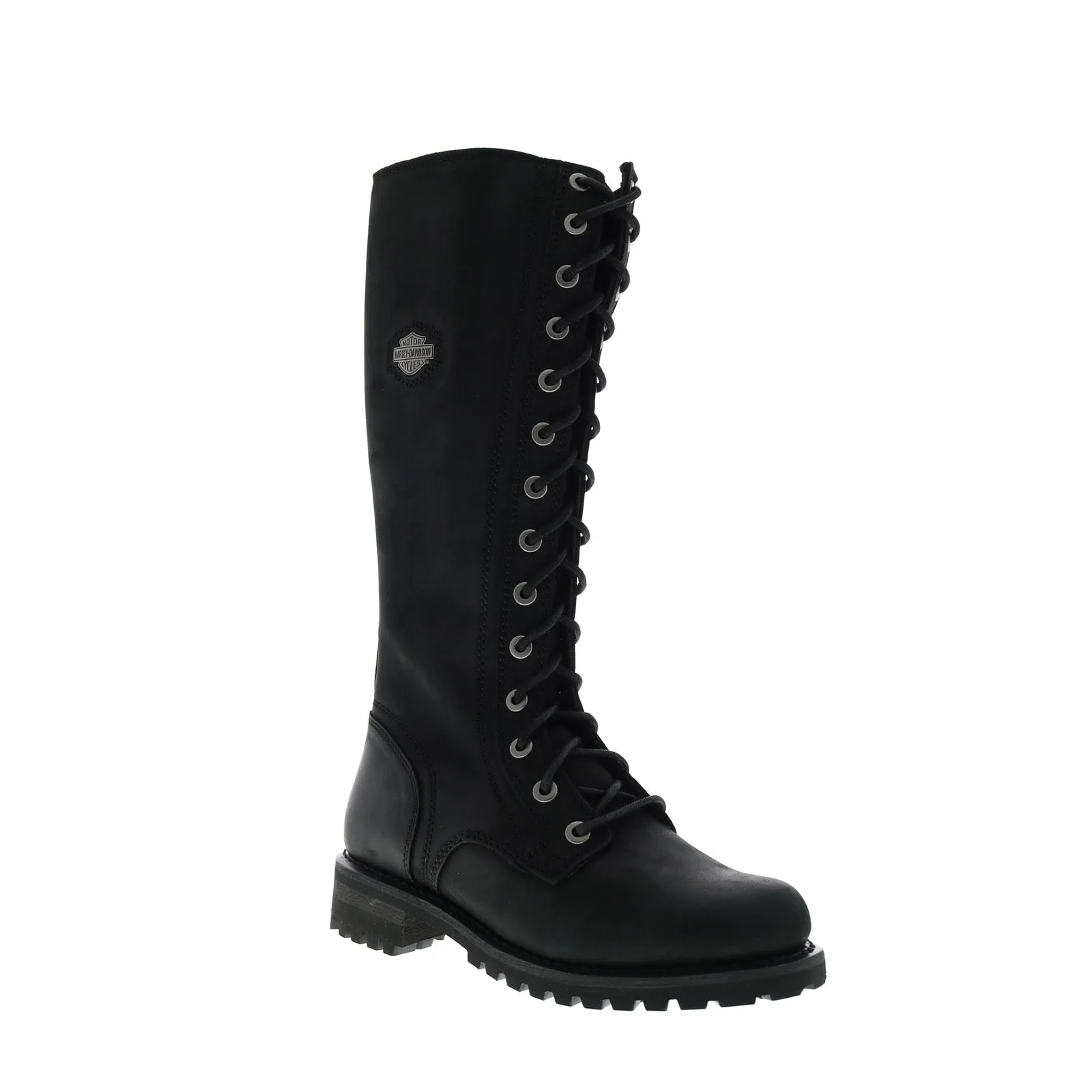 Harley-Davidson Lornell 14" Lace D84685 Womens Black Leather Motorcycle Boots Impact Guard