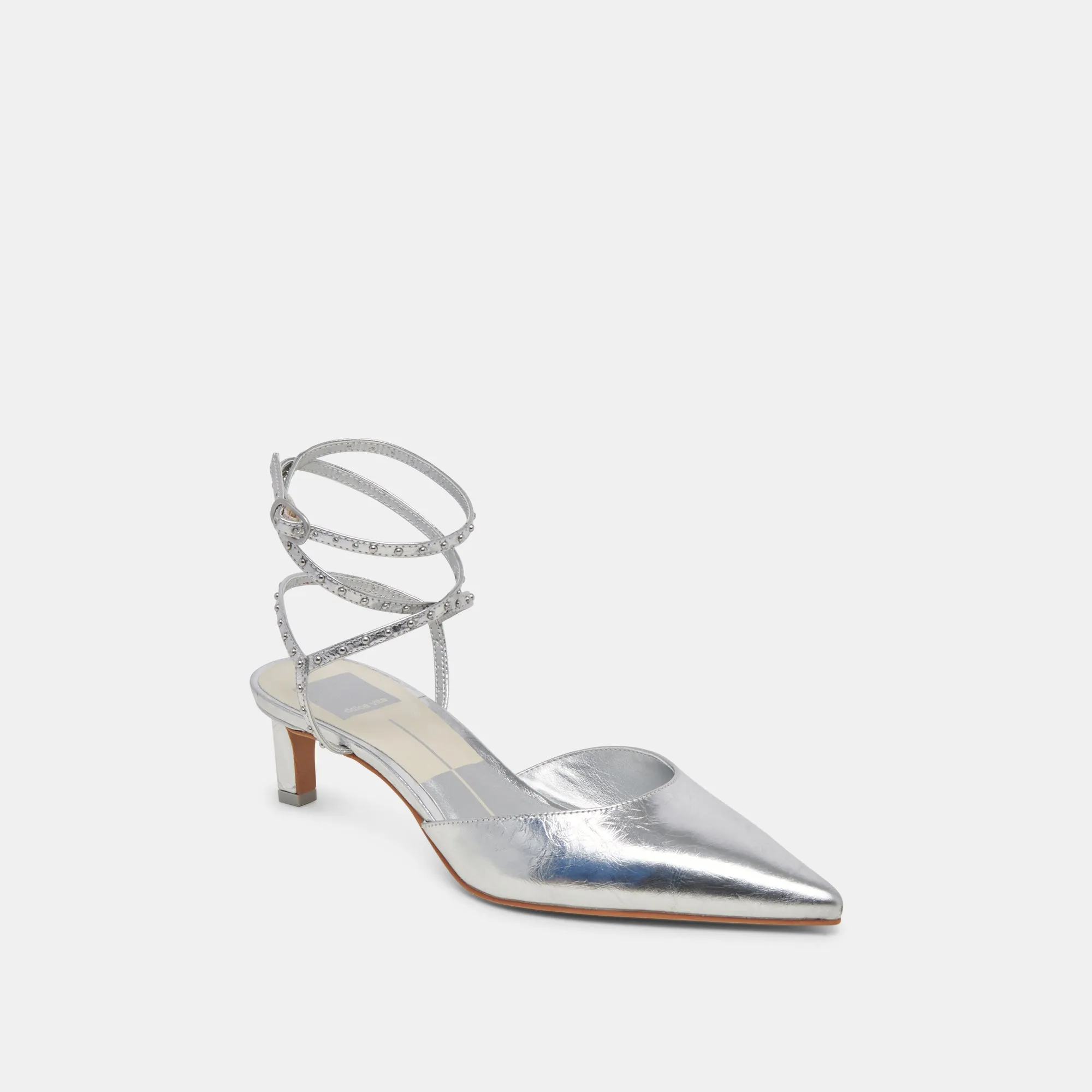 Stable Structure LOKLYN STUD HEELS SILVER CRINKLE PATENT