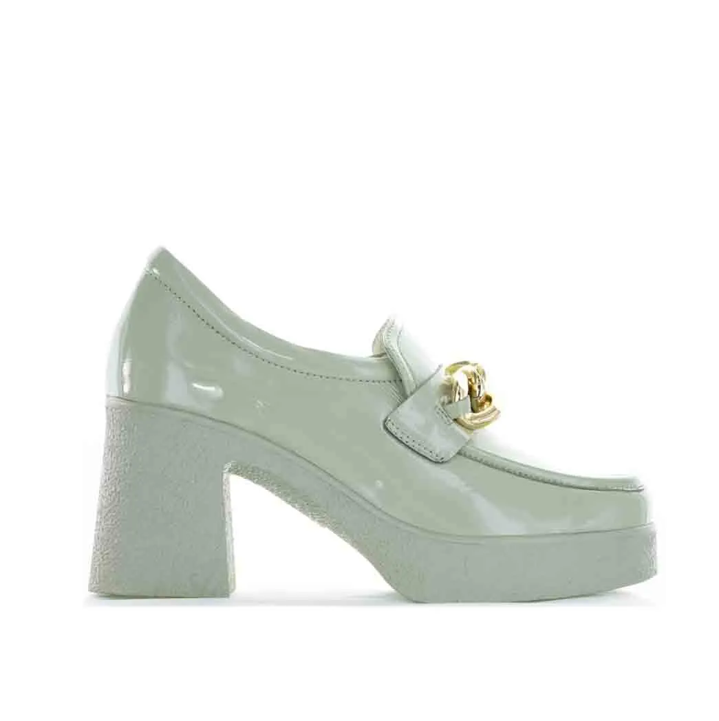 TAMARA LONDON BANI SAGE PAT Wide Heel Pumps Shock Resistance