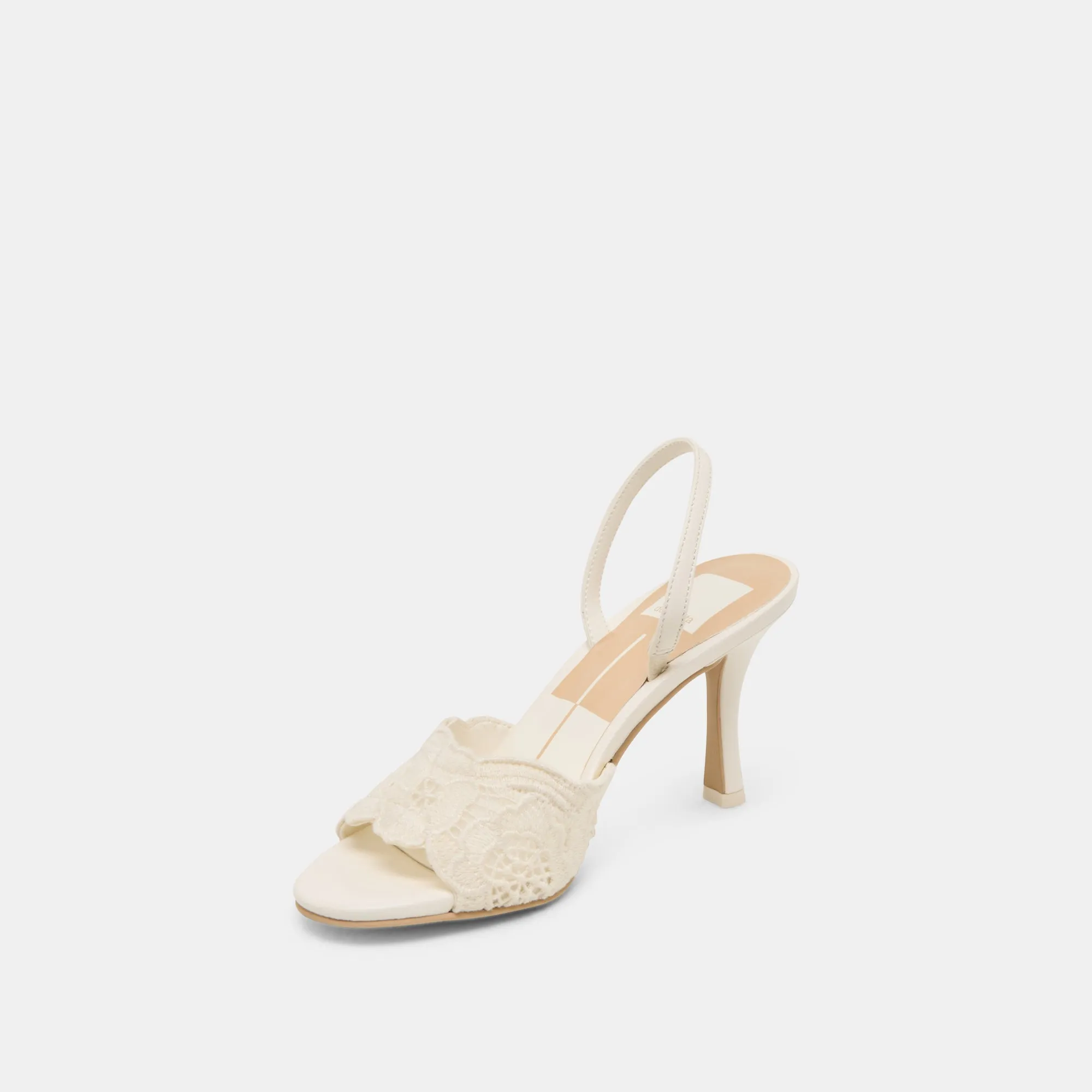 Bejeweled Heels Professional Office Shoes LARRA HEELS WHITE CROCHET