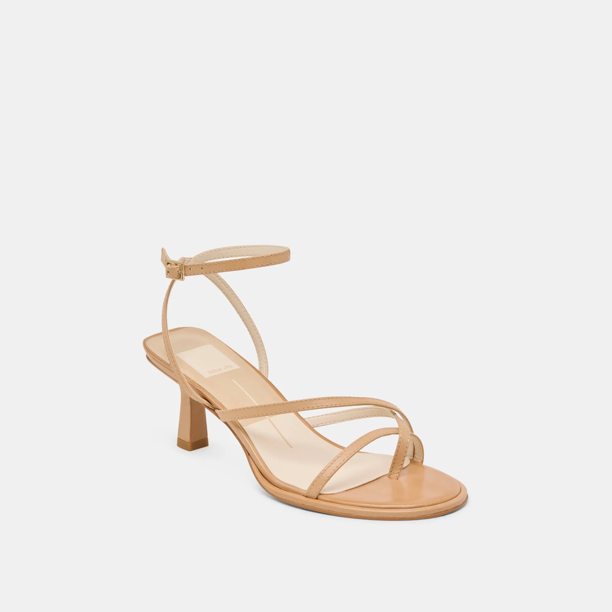 MORAH WIDE HEELS CAFE LEATHER Elegant Stiletto Shoes