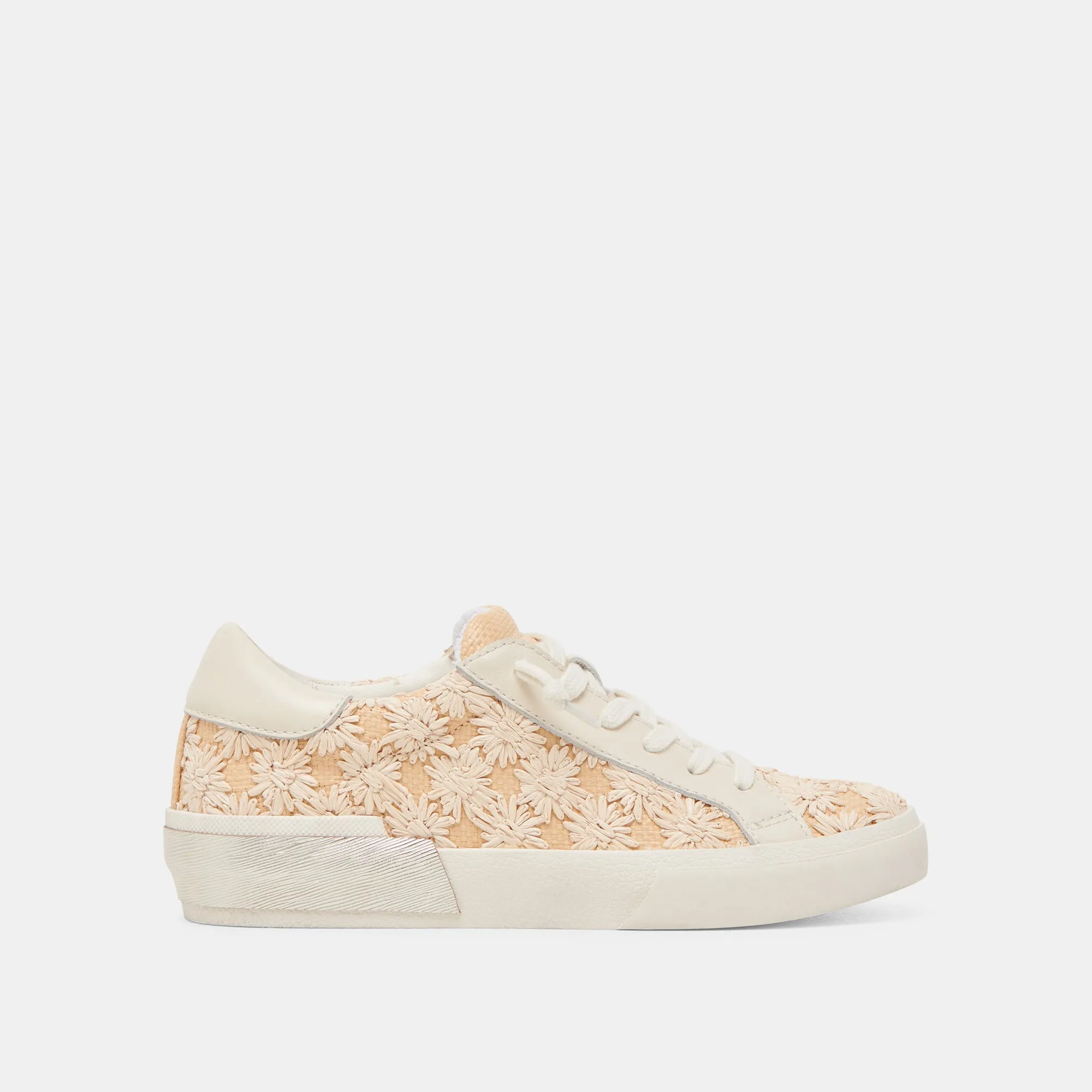 Cushioned Feel Gym-Ready ZINA FLORAL SNEAKERS CREME FLORAL RAFFIA