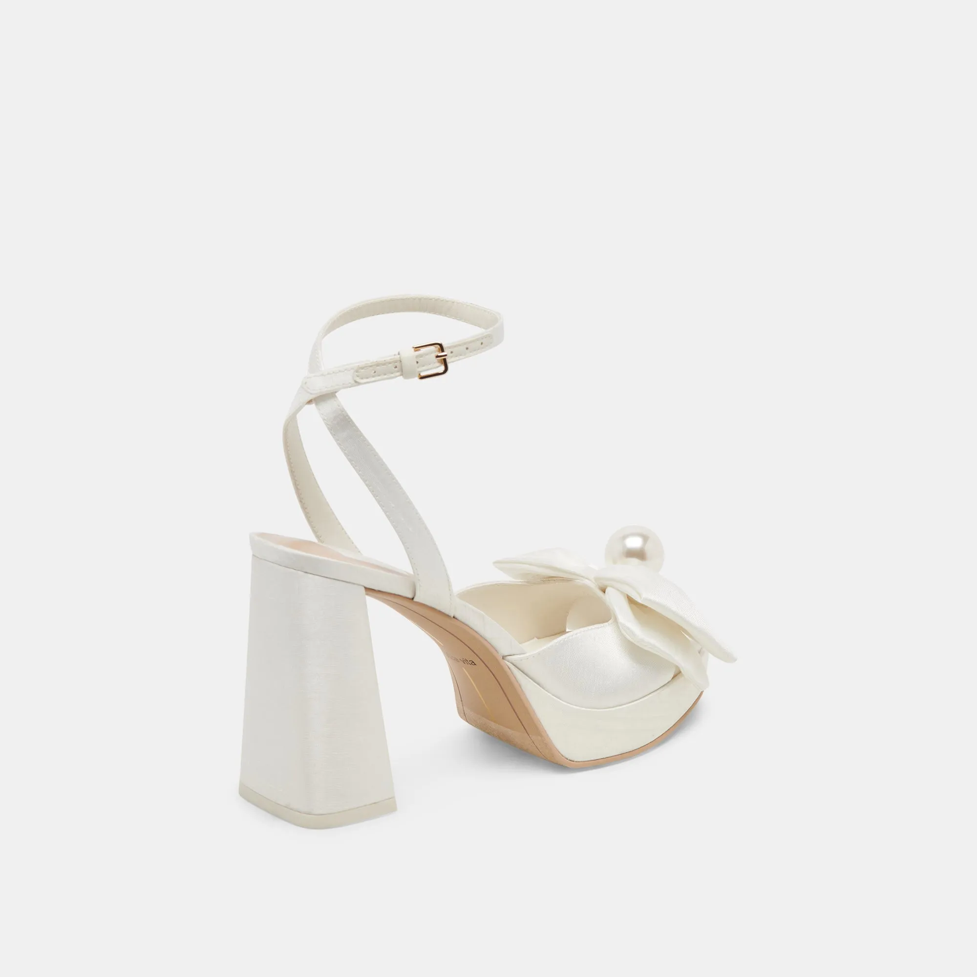 Sexy Red Heels PATTON WIDE HEELS IVORY SATIN