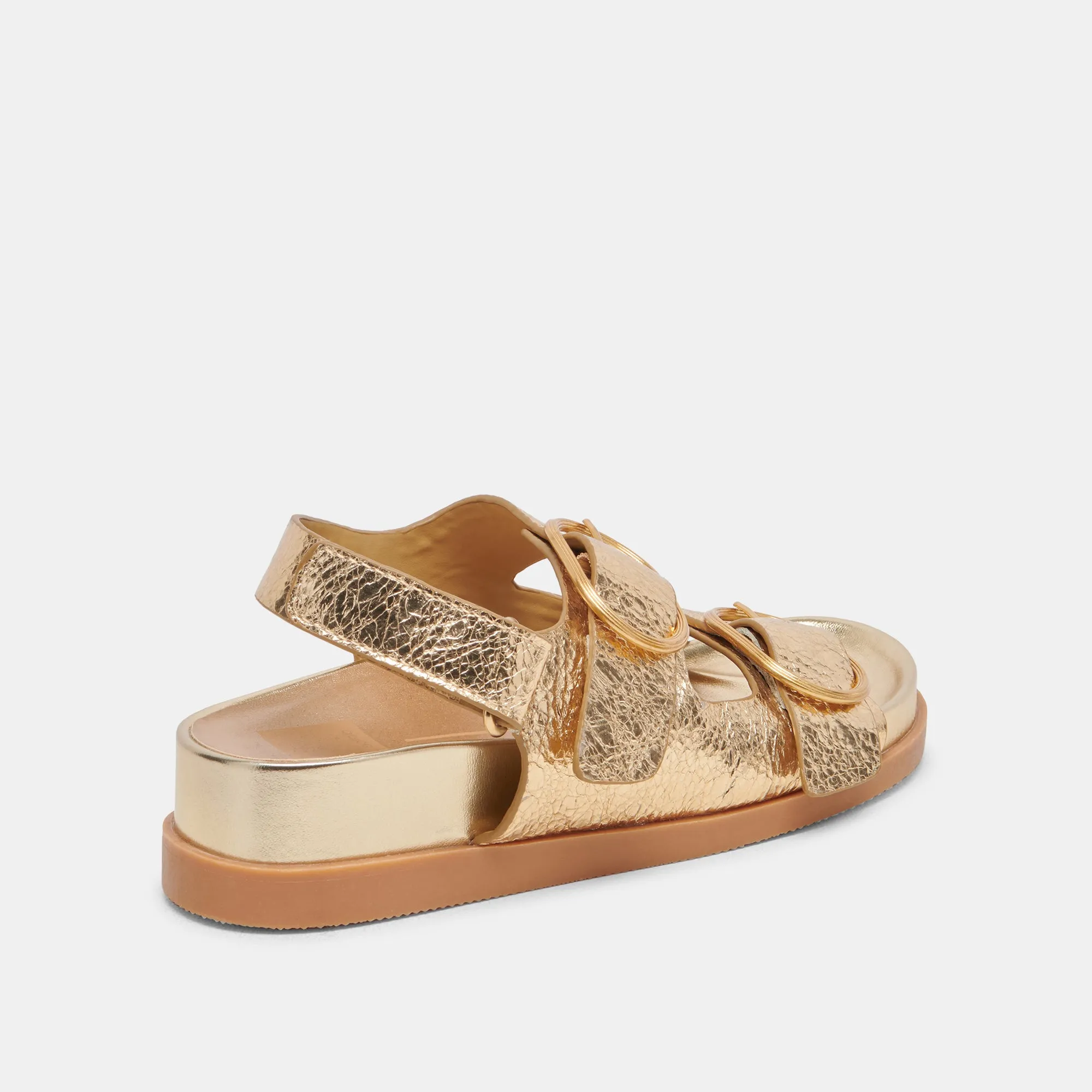 STARLA SANDALS GOLD DISTRESSED LEATHER Quick Slip Minimal Feel