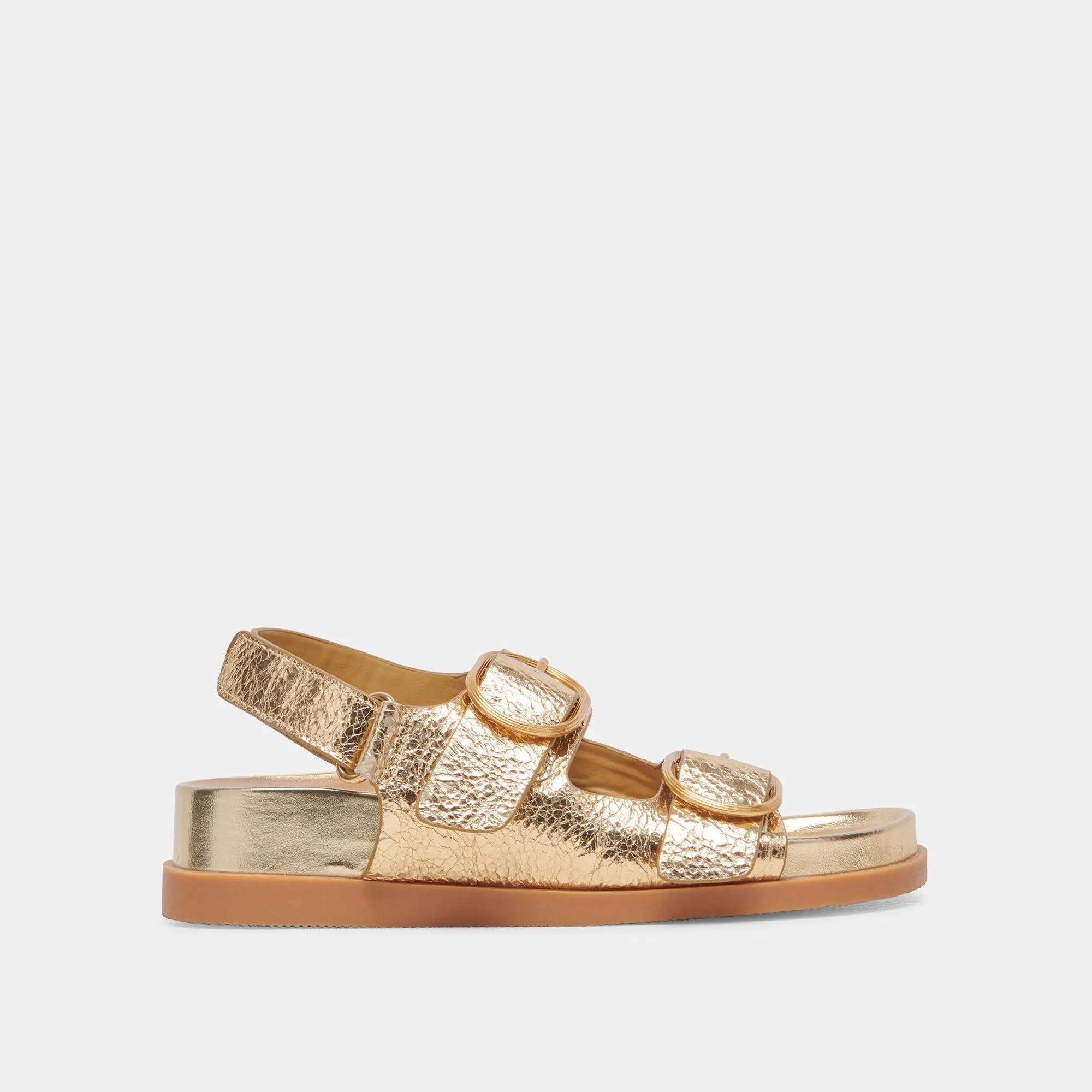STARLA SANDALS GOLD DISTRESSED LEATHER Trendy Outdoor Shoes Playful Step