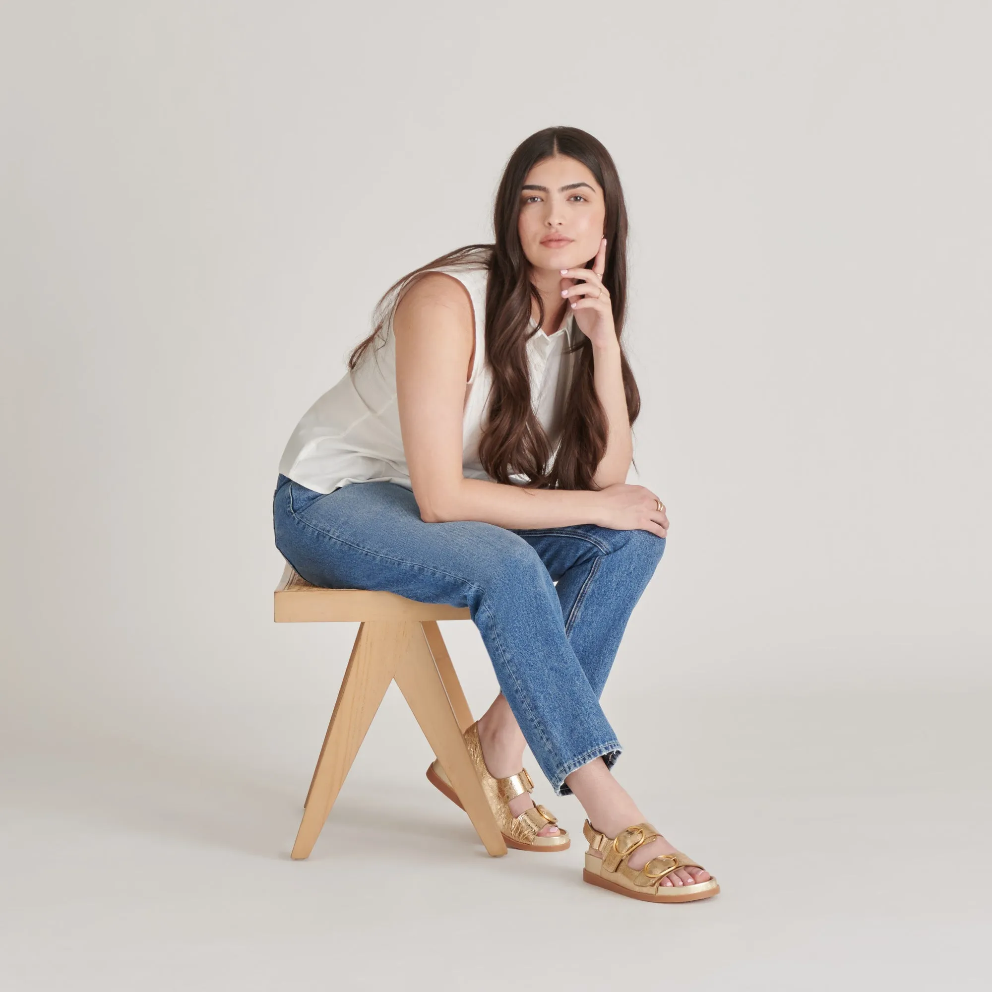 Foot Hug STARLA SANDALS GOLD DISTRESSED LEATHER