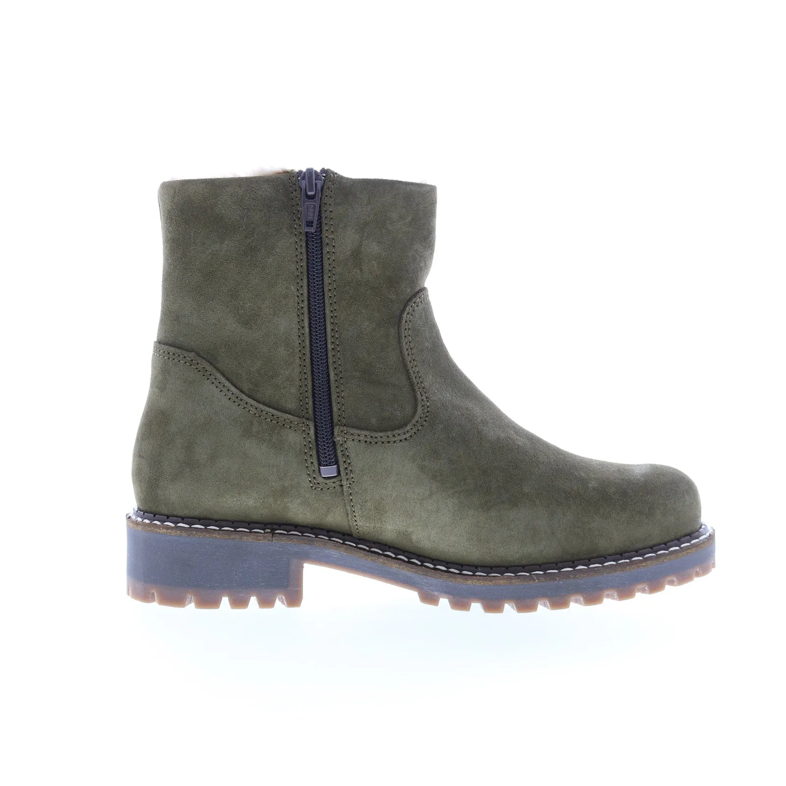 Bos. & Co. Calib Womens Green Suede Zipper Casual Dress Boots Indoor Use Long Wear Comfort