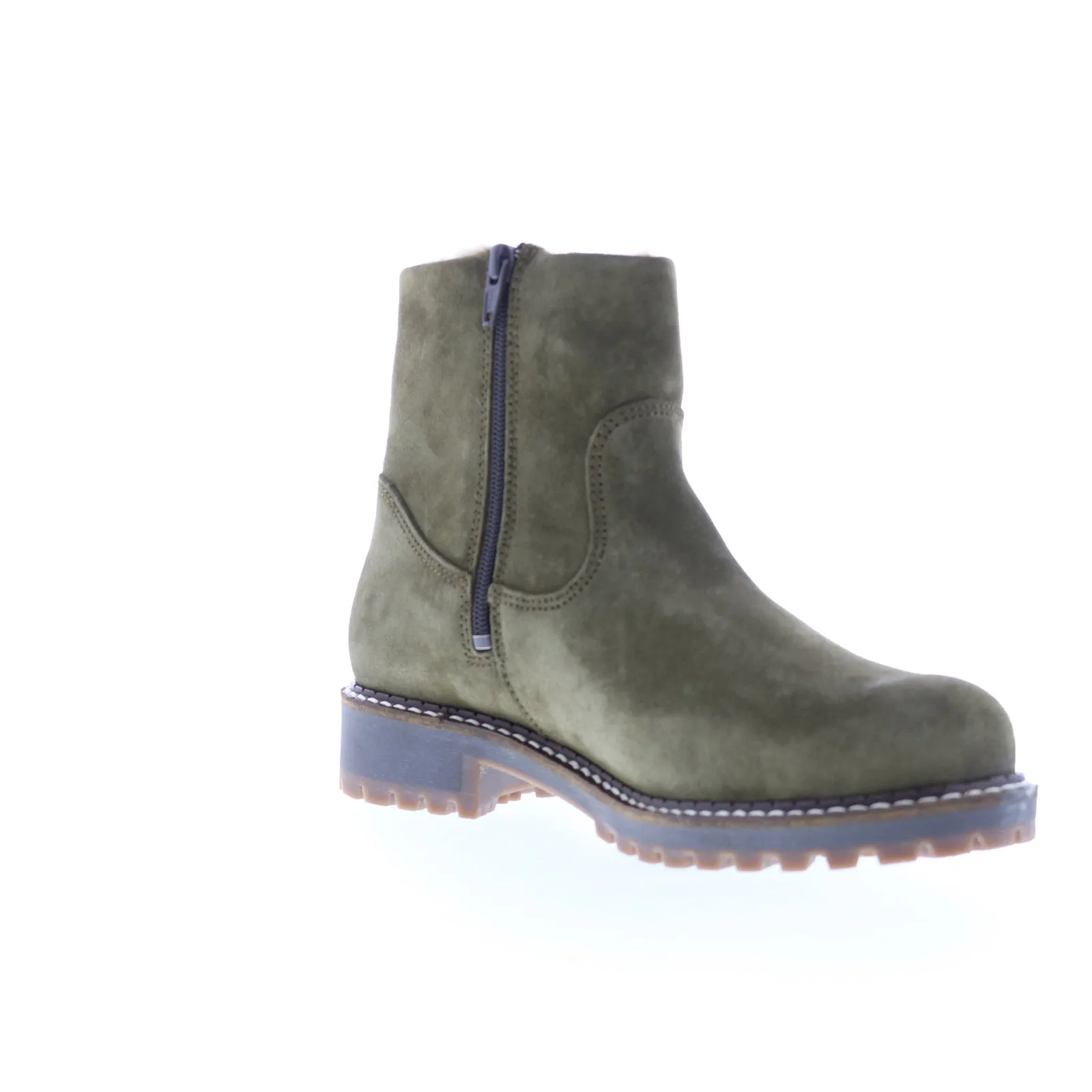 Bos. & Co. Calib Womens Green Suede Zipper Casual Dress Boots Effortless Look Breathable Interior
