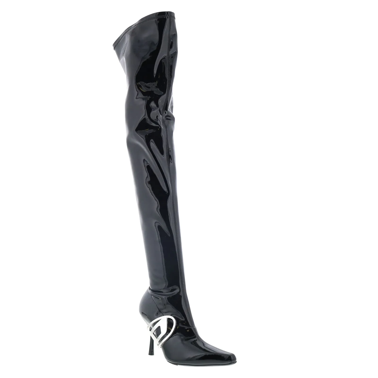 Elastic Sides Chill Weather Diesel D-Eclipse TBT Y03195-P5520-T8013 Womens Black Over The Knee Boots
