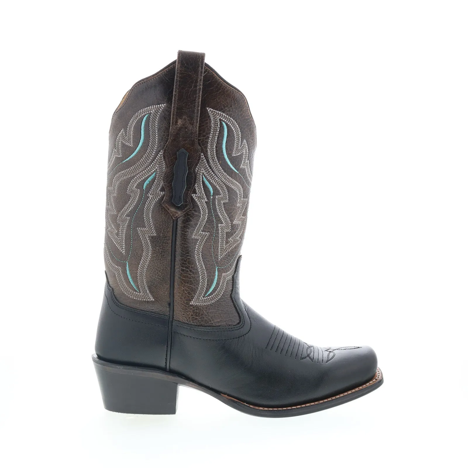Jama Old West 18008 Womens Black Leather Slip On Cowboy Western Boots reinforced sole