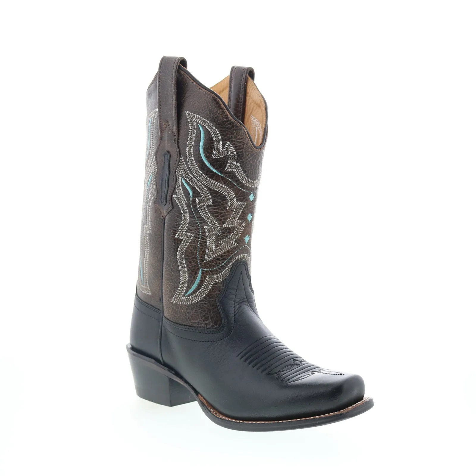 Natural Fit Jama Old West 18008 Womens Black Leather Slip On Cowboy Western Boots