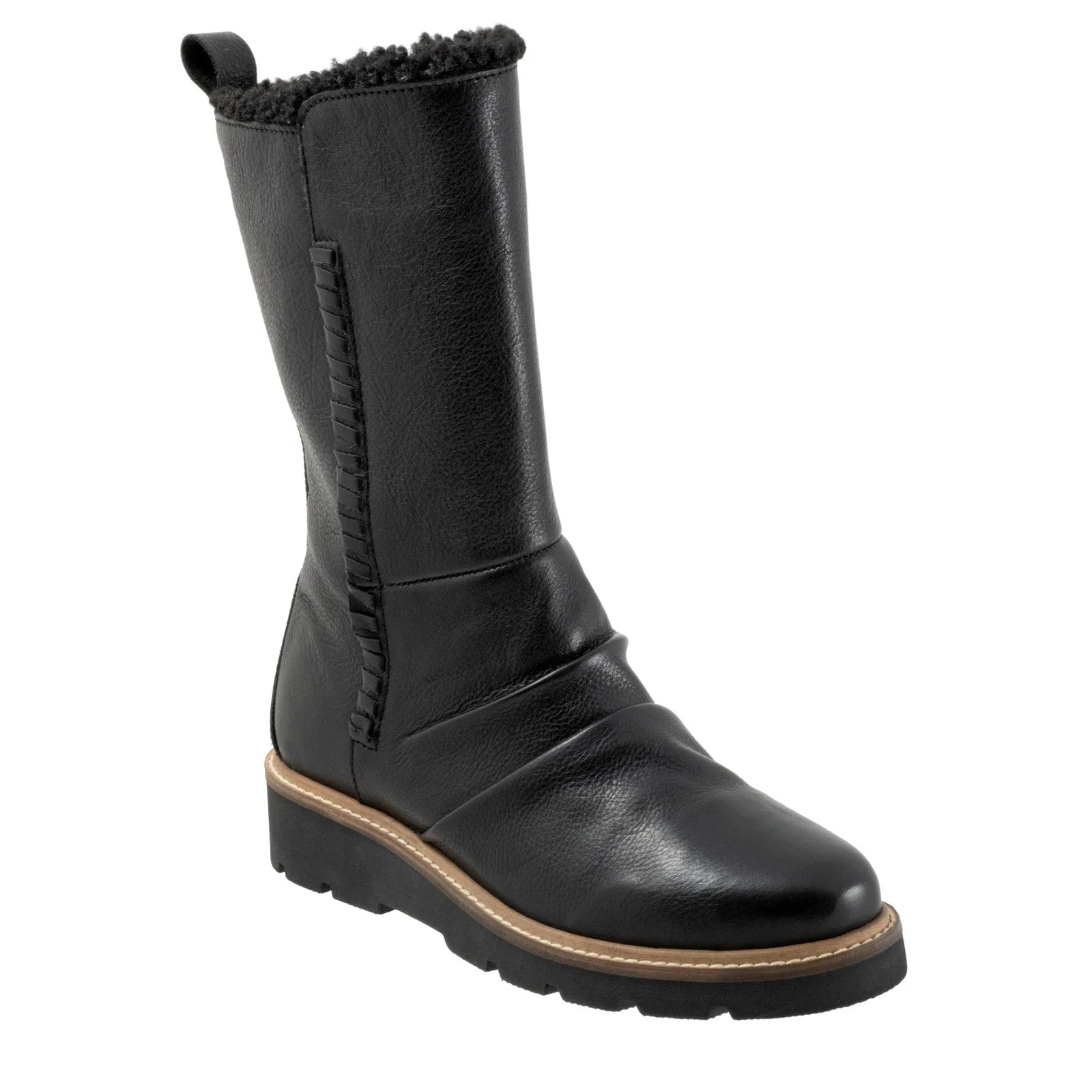 Softwalk Warner S2371-001 Womens Black Wide Leather Casual Dress Boots Dressy look