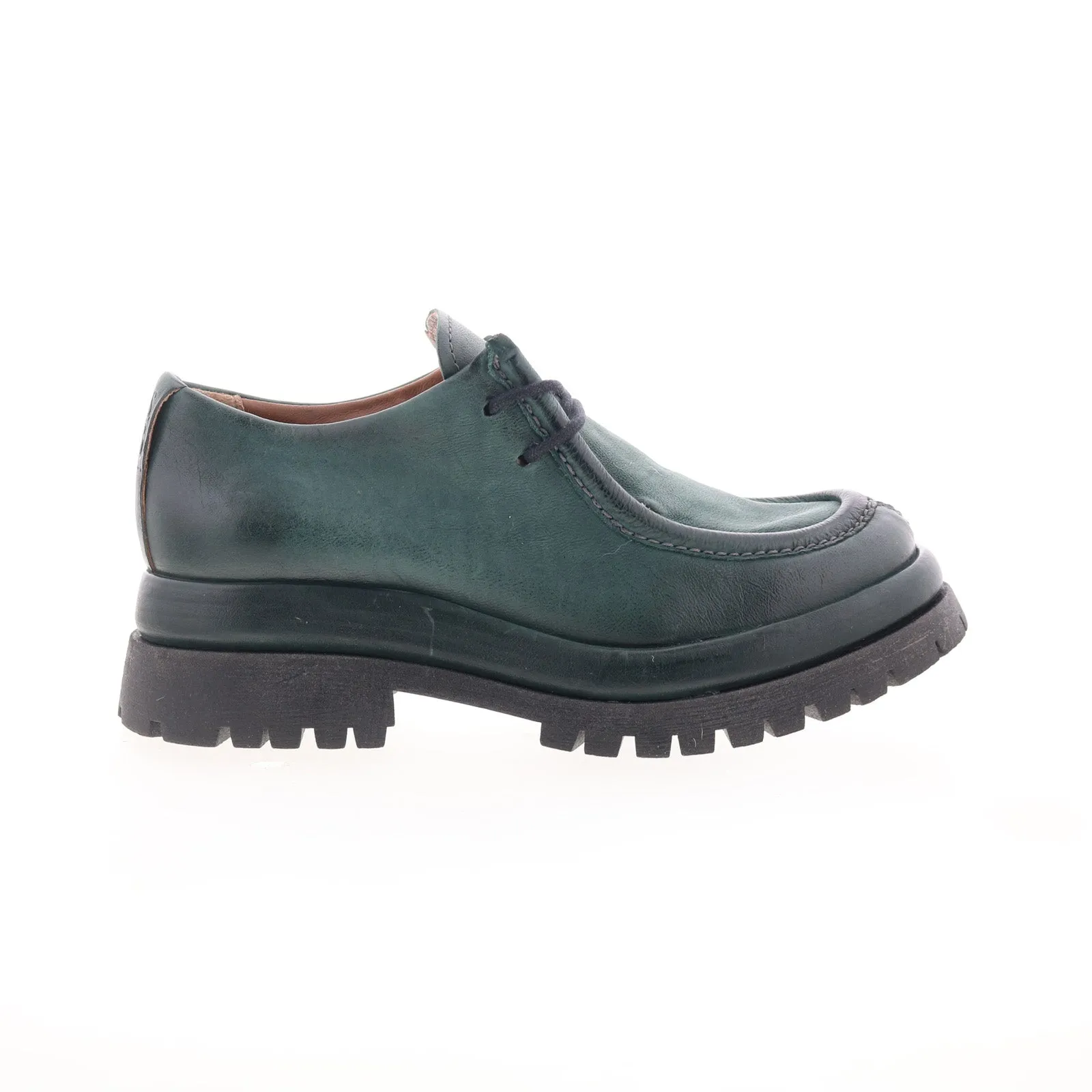 A.S. 98 Daley Womens Green Leather Slip On Casual Dress Boots Heavy Duty