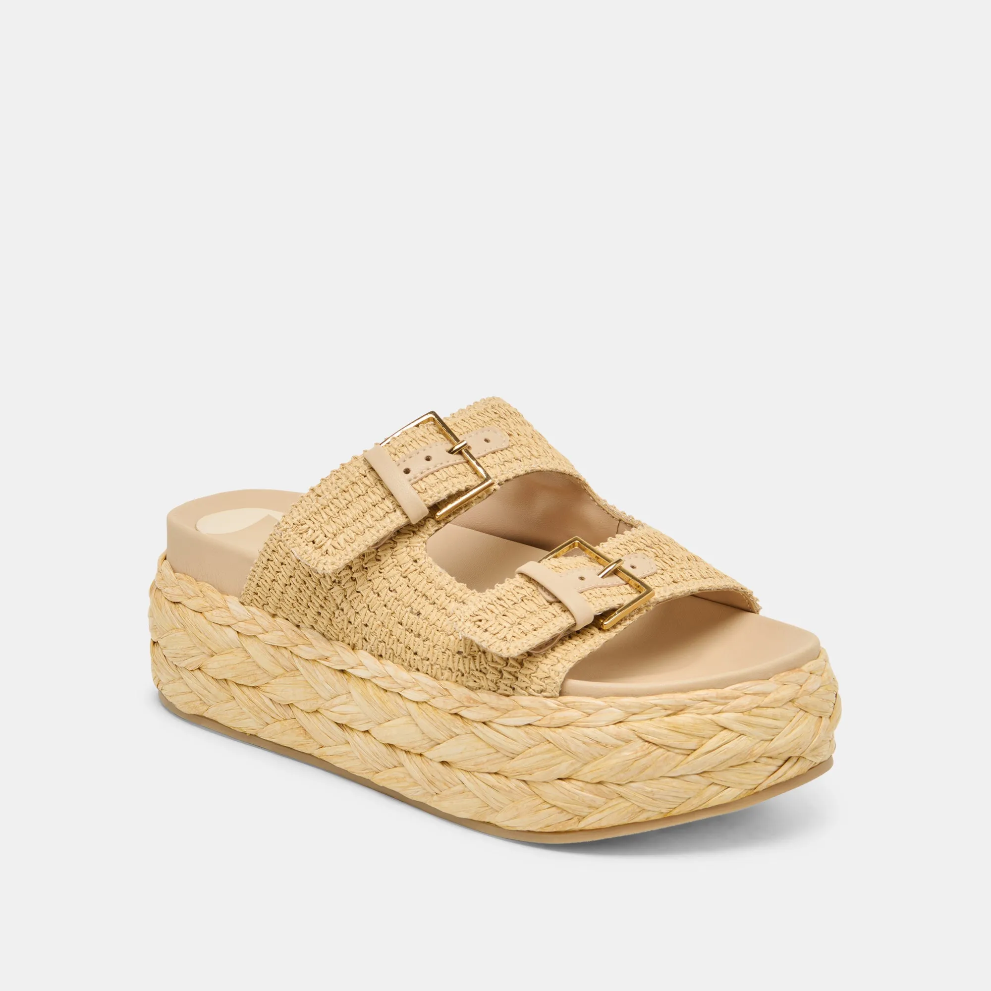 Slip-Resistant Sole City Style FALYN SANDALS LT NATURAL WOVEN RAFFIA