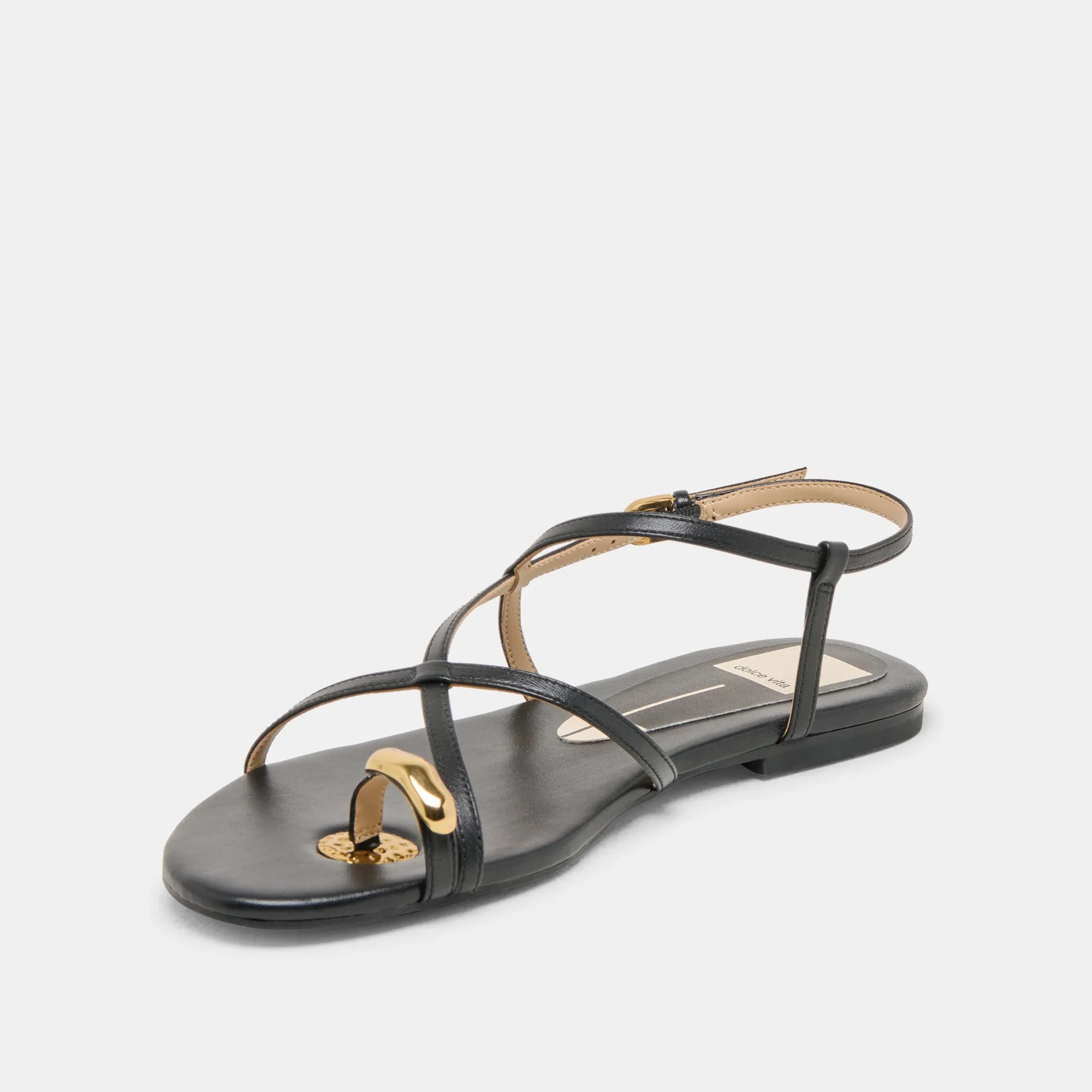 KESHA SANDALS BLACK LEATHER Casual Style Active Day