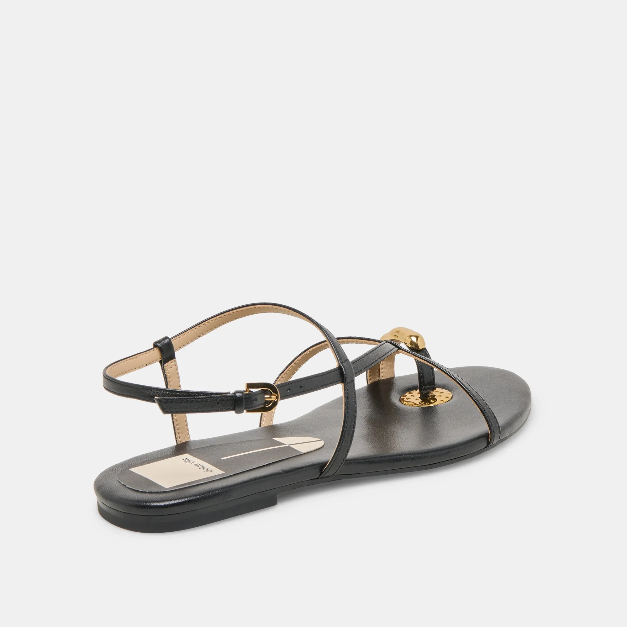 Elastic Band Open Frame KESHA SANDALS BLACK LEATHER