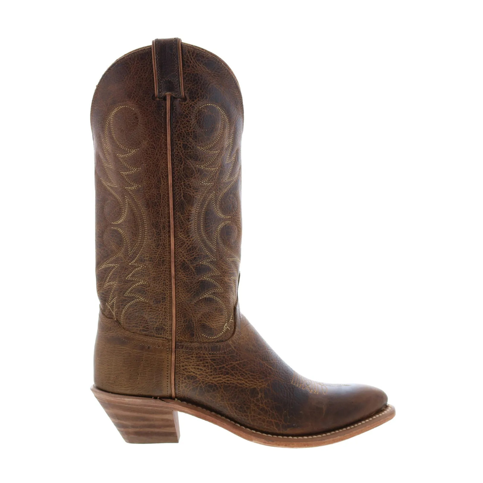 Abilene Boots 9172 Womens Brown Leather Slip On Cowboy Western Boots Durable Look Durable Leather