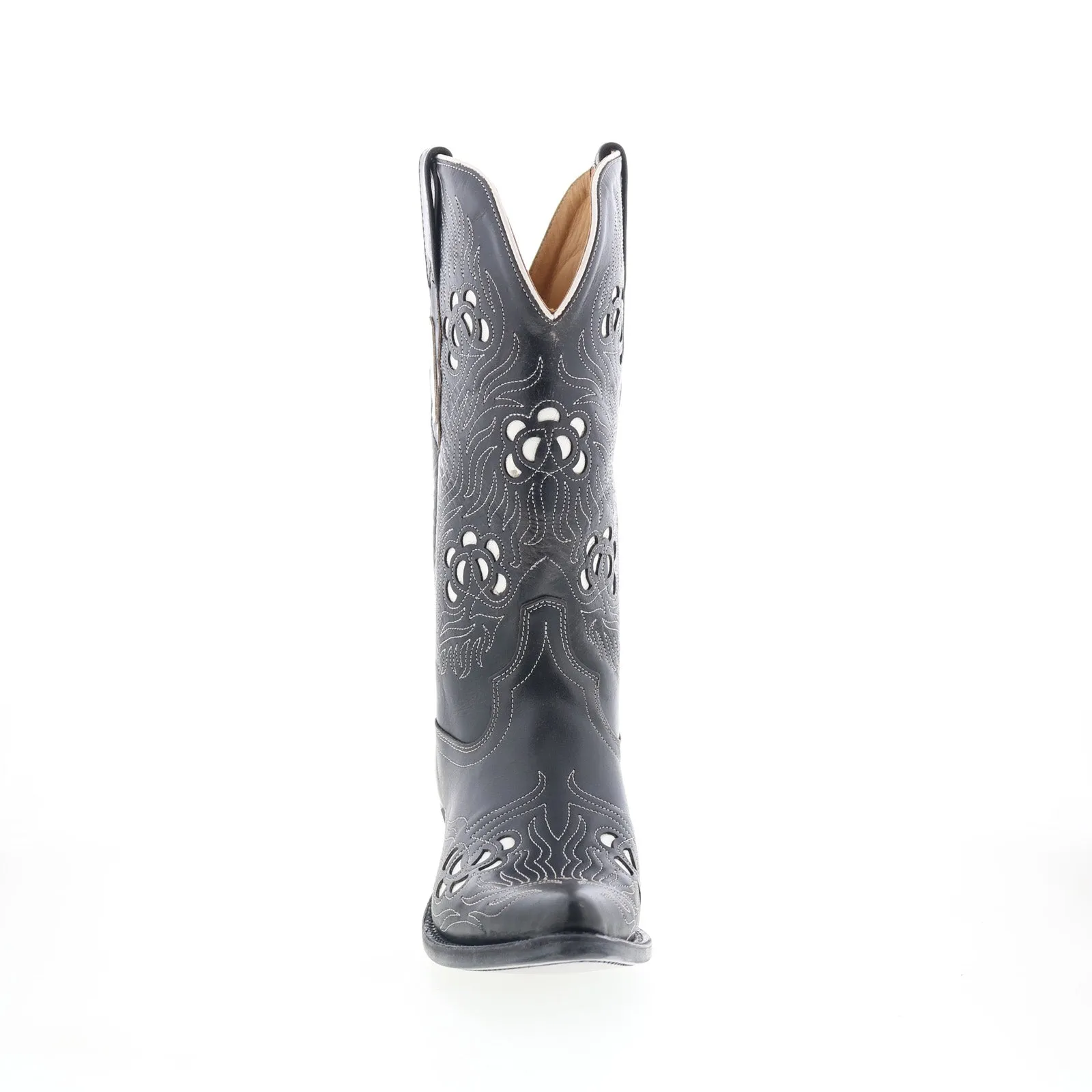 Jama Old West 18058 Womens Black Leather Slip On Cowboy Western Boots Multi Purpose