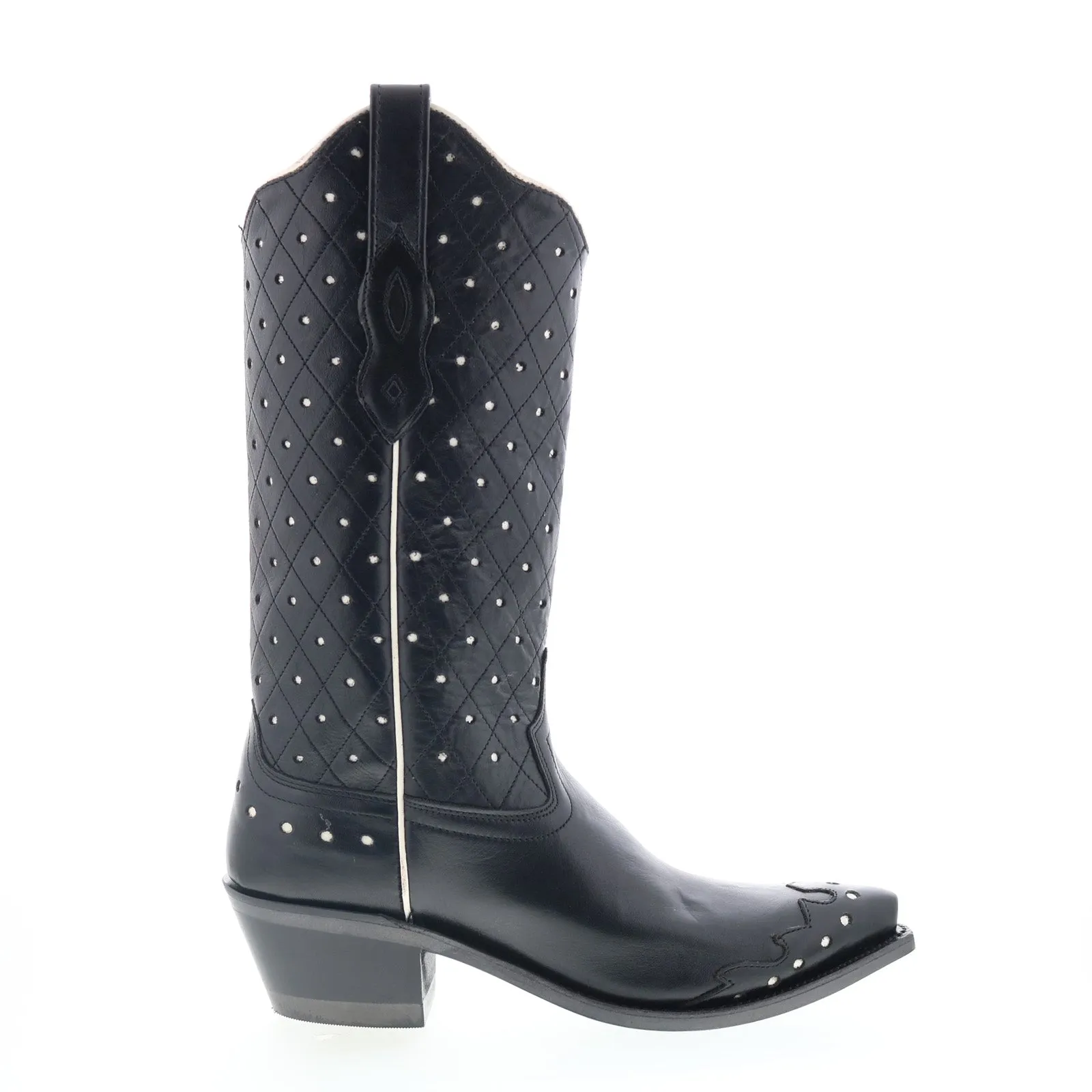 Jama Old West LF1576 Womens Black Leather Slip On Cowboy Western Boots Sleek Comfort Smooth Entry