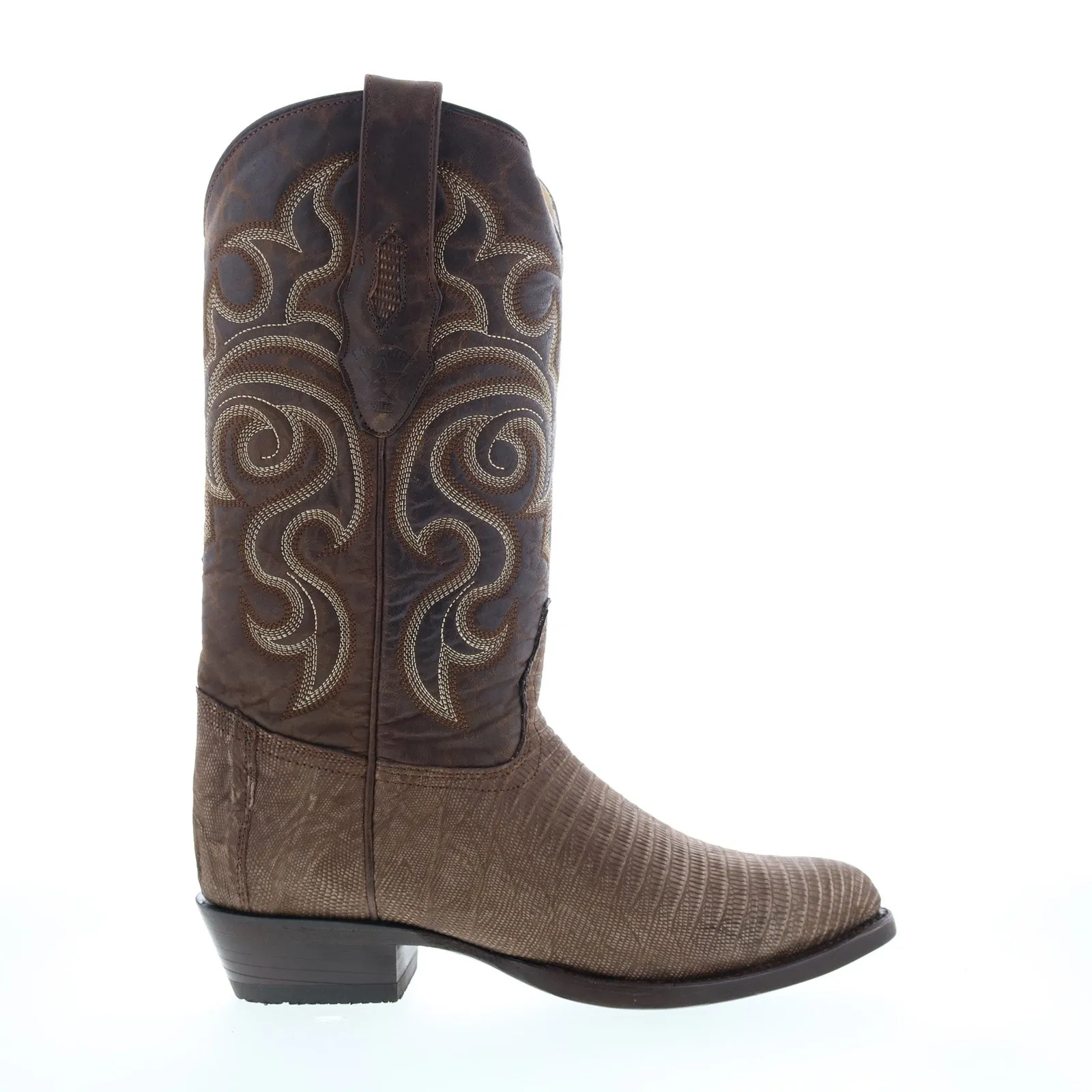 Los Altos J-Toe Teju Lizard 990735 Mens Brown Wide Cowboy Western Boots Comfortable Style