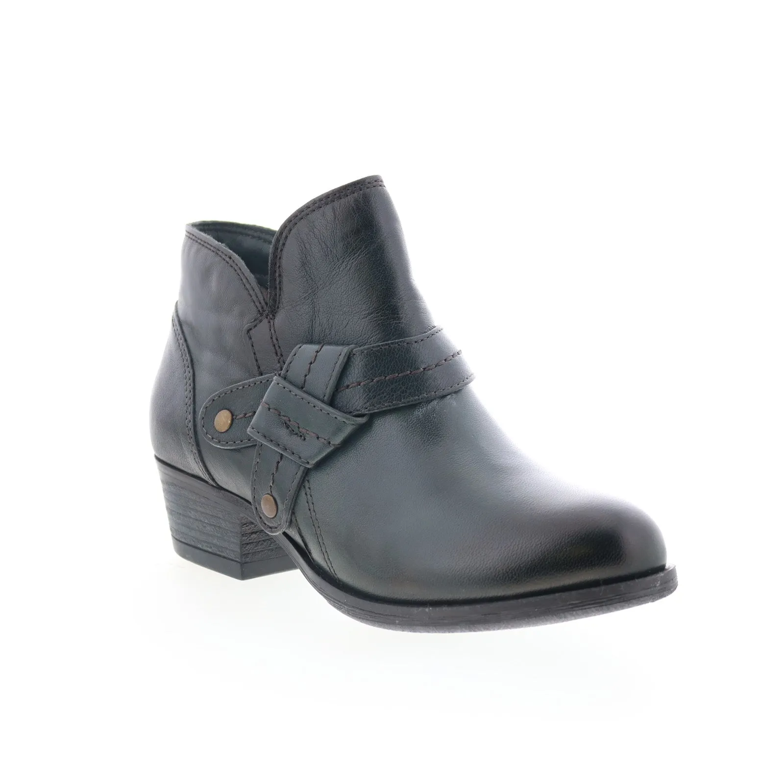 Water-resistant Miz Mooz Bennet Womens Black Leather Zipper Ankle & Booties Boots