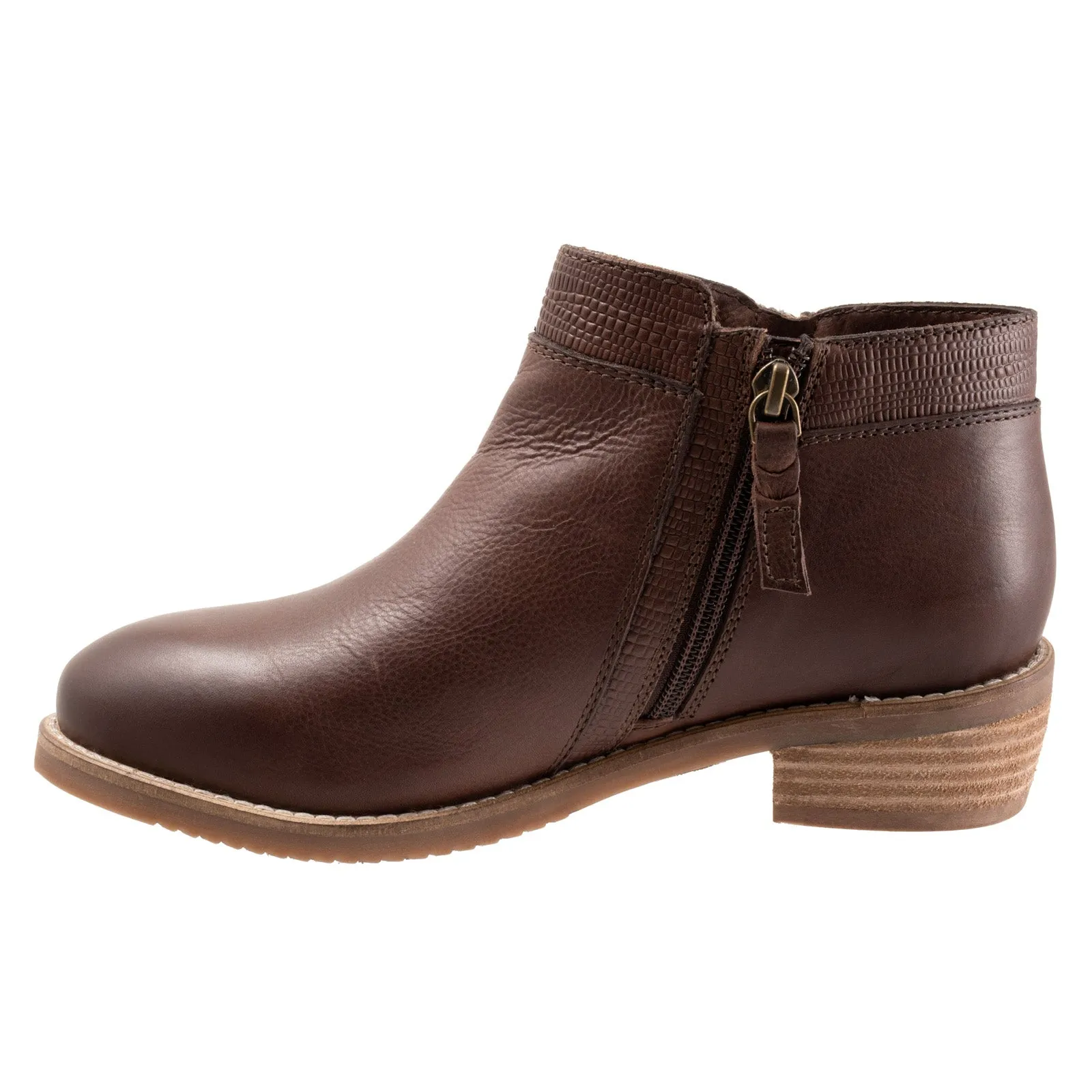 Softwalk Rubi S2157-263 Womens Brown Leather Ankle & Booties Boots Anti Skid Easy Fit
