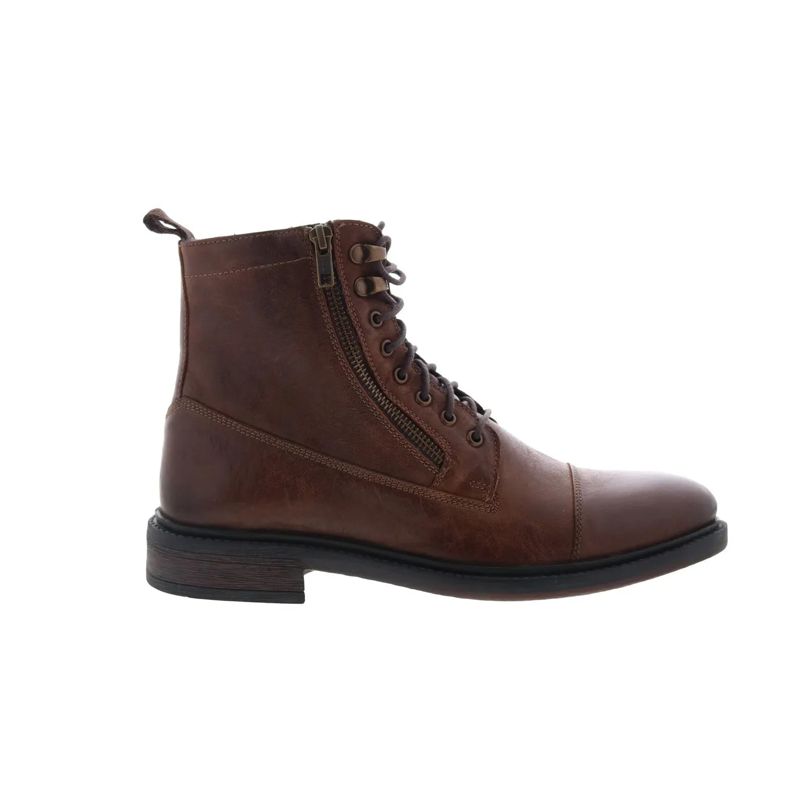 slim fit Comfort Grip Steve Madden P-Gabe Mens Brown Leather Lace Up Casual Dress Boots
