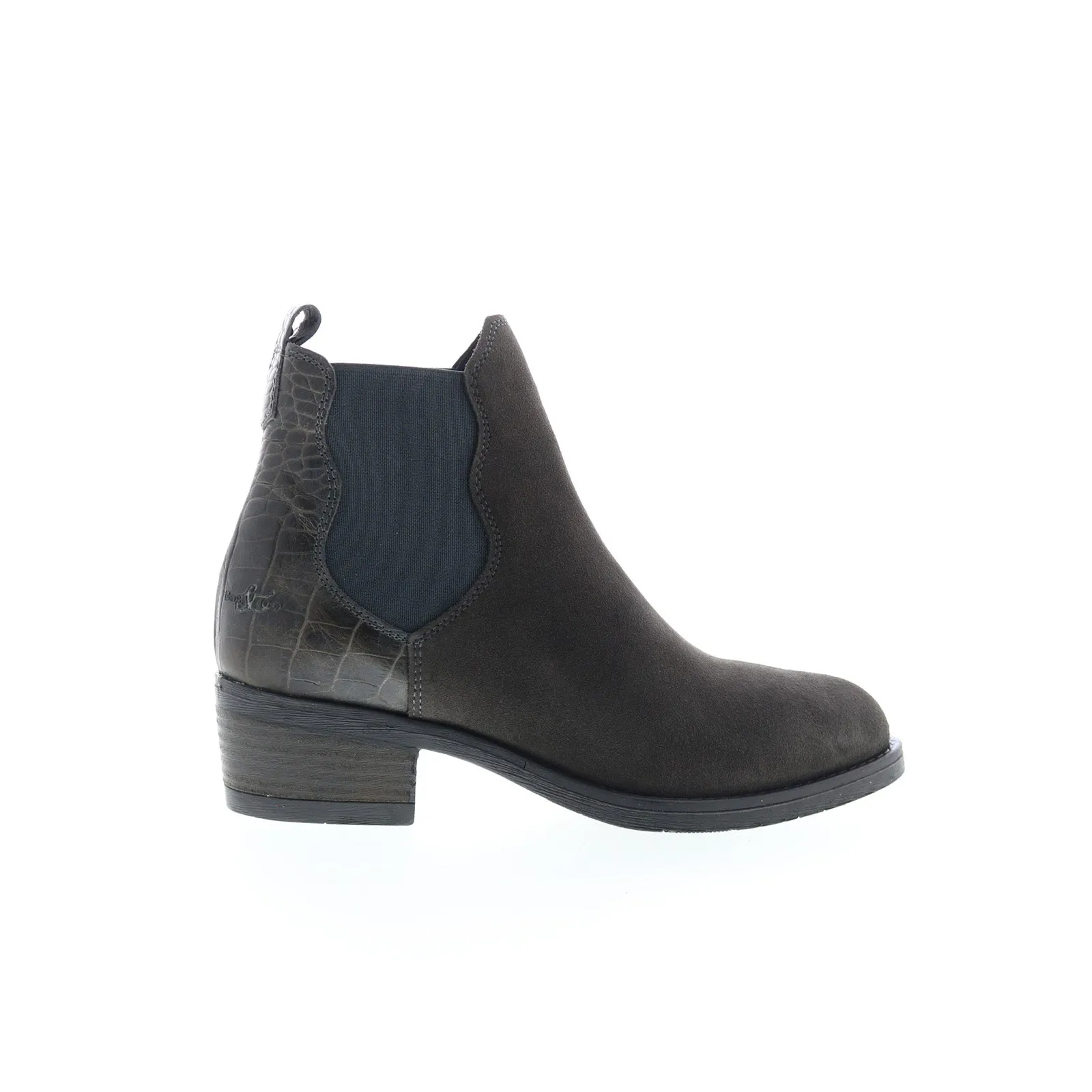 Dry Interior Minimal Profile Bos. & Co. Emery Womens Gray Suede Slip On Ankle & Booties Boots