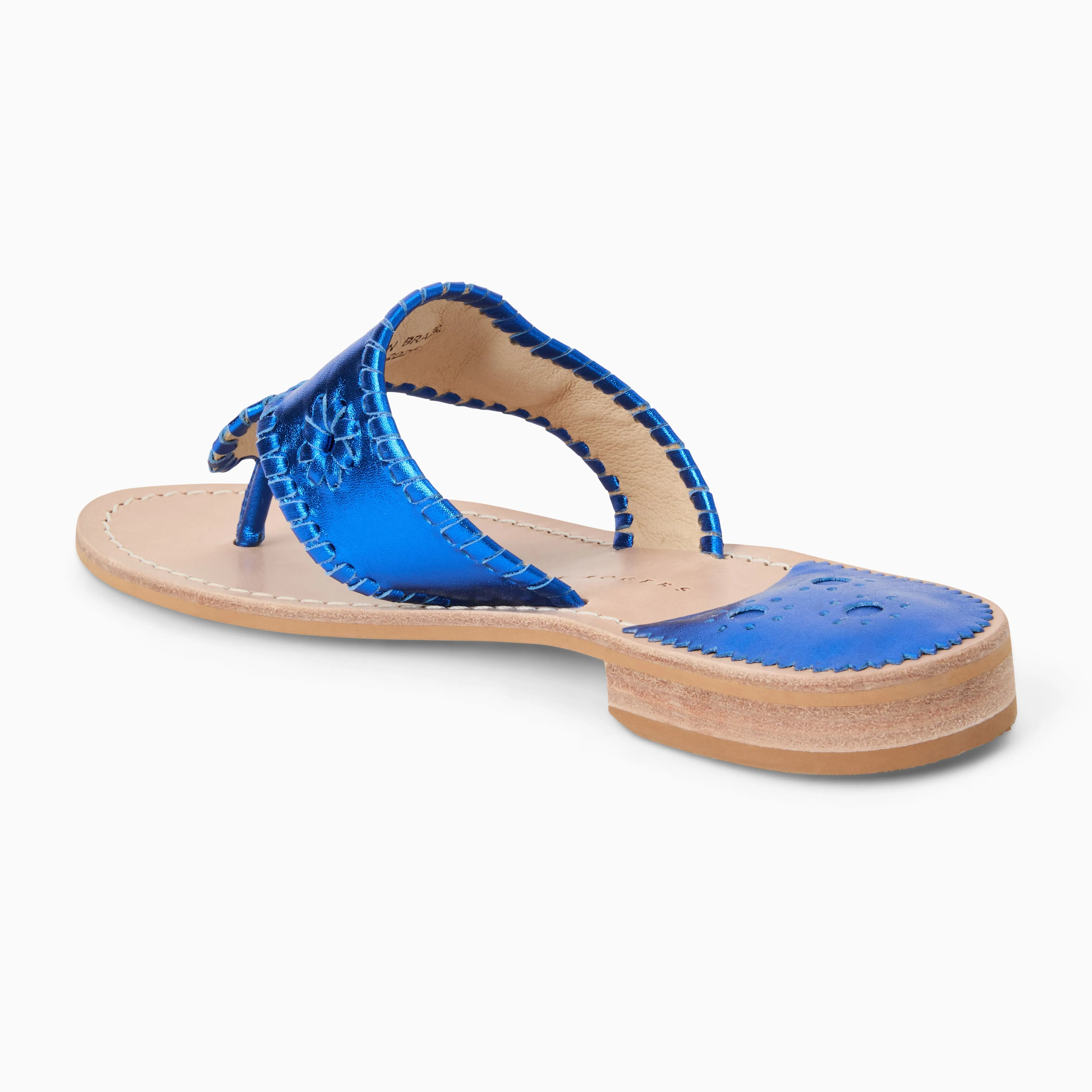 New Drop Active Day Jacks Metallic Leather Flat Sandal