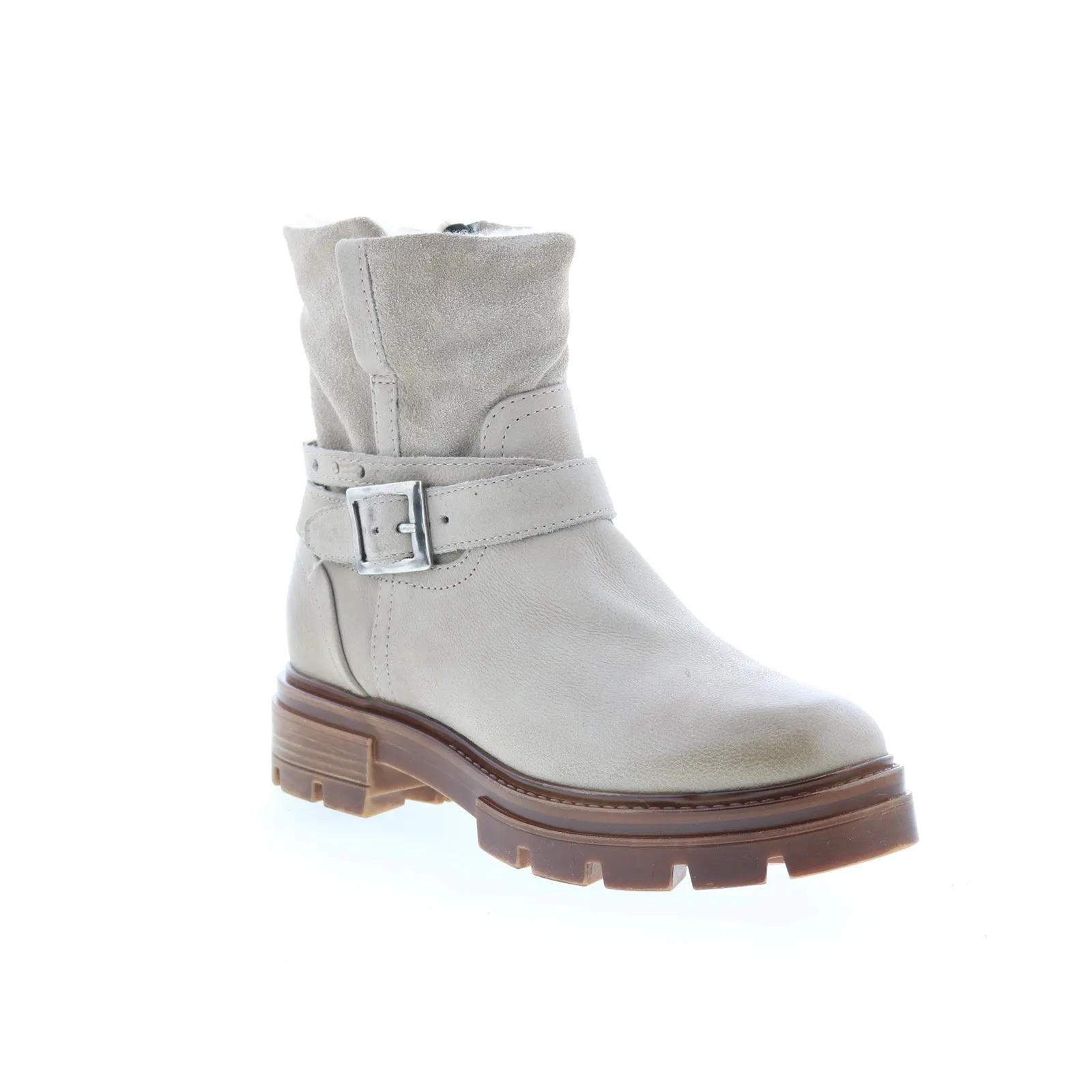 Miz Mooz Bonney Womens Gray Leather Zipper Casual Dress Boots Steel Guard City Life