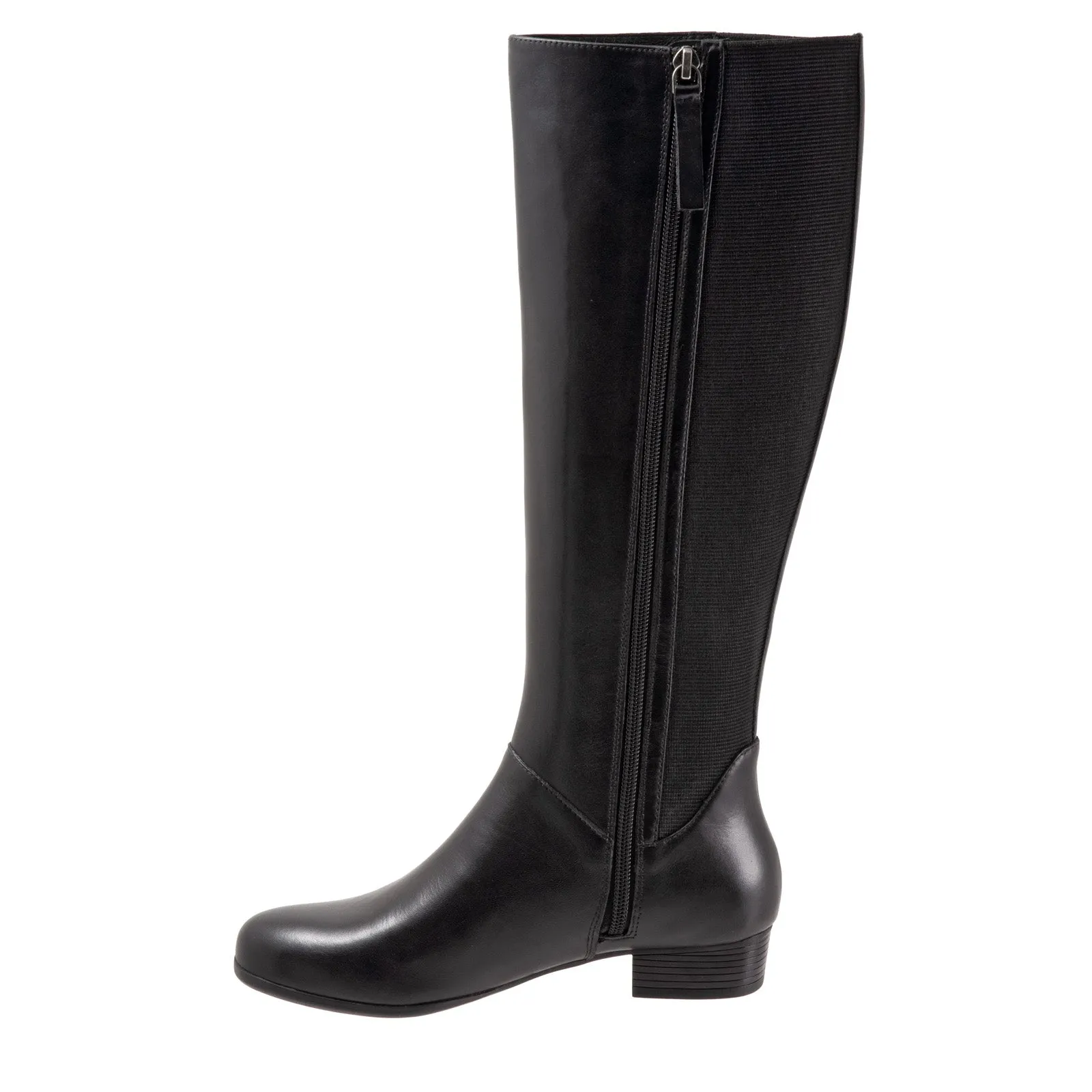 Trotters Misty Wide Shaft T2261-001 Womens Black Leather Knee High Boots Step Control