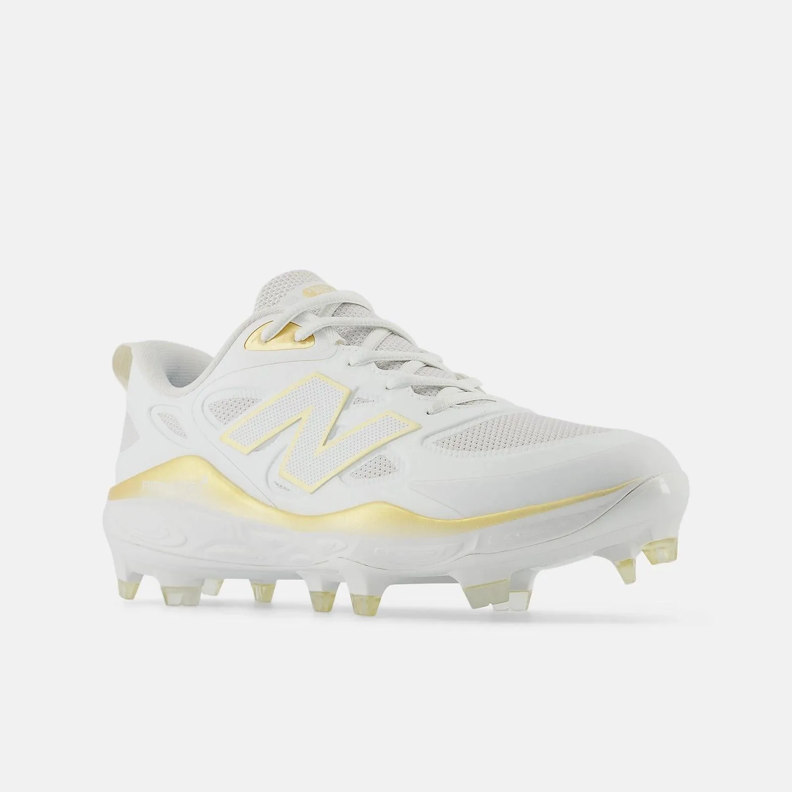 Reinforced Stitching New Balance Women's Fresh Foam X Velo v4 Molded Softball Cleats - White/Gold SPVELOC4