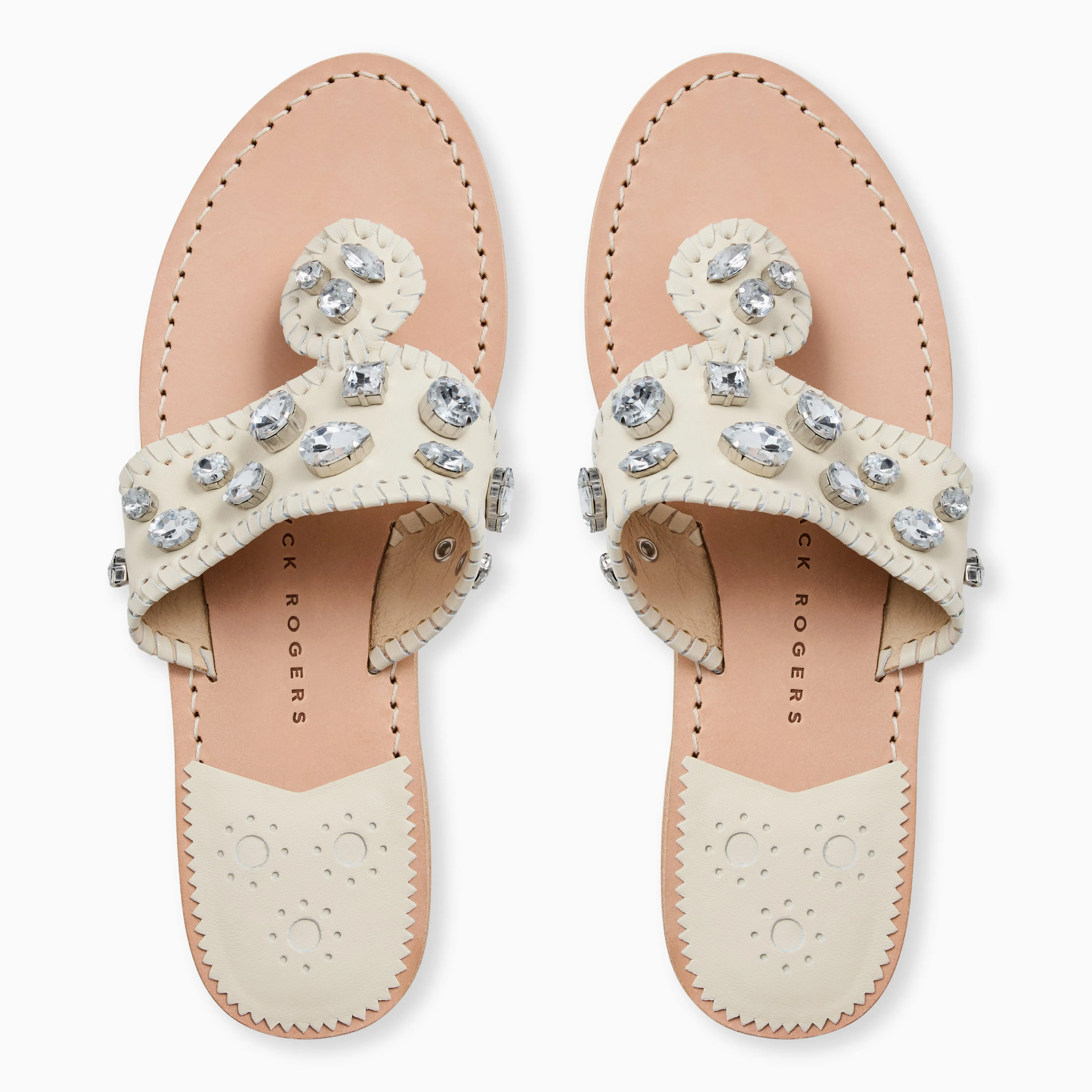 Sturdy Build Work Ready Jacks Jeweled Leather Flat Sandal