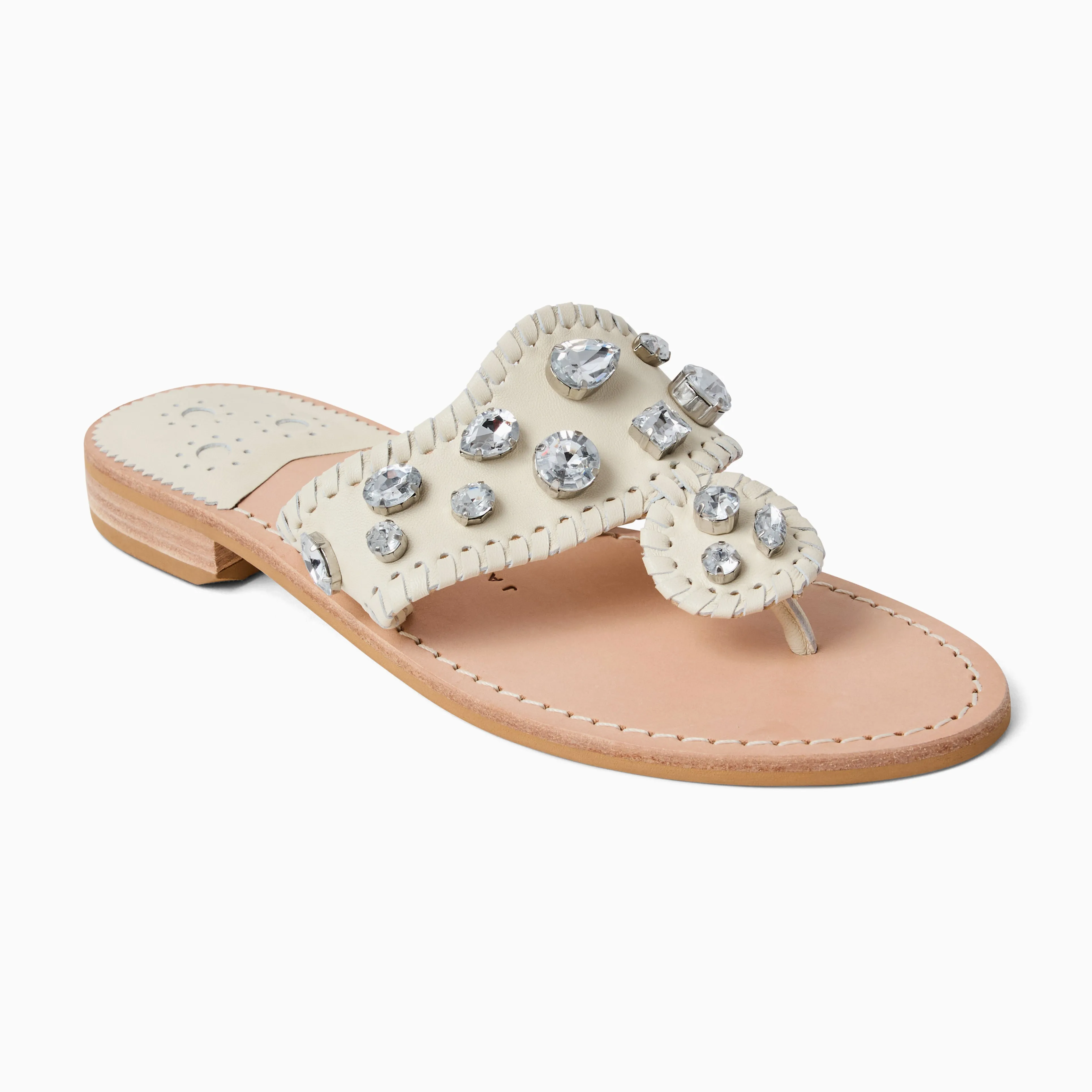 Road grip Jacks Jeweled Leather Flat Sandal