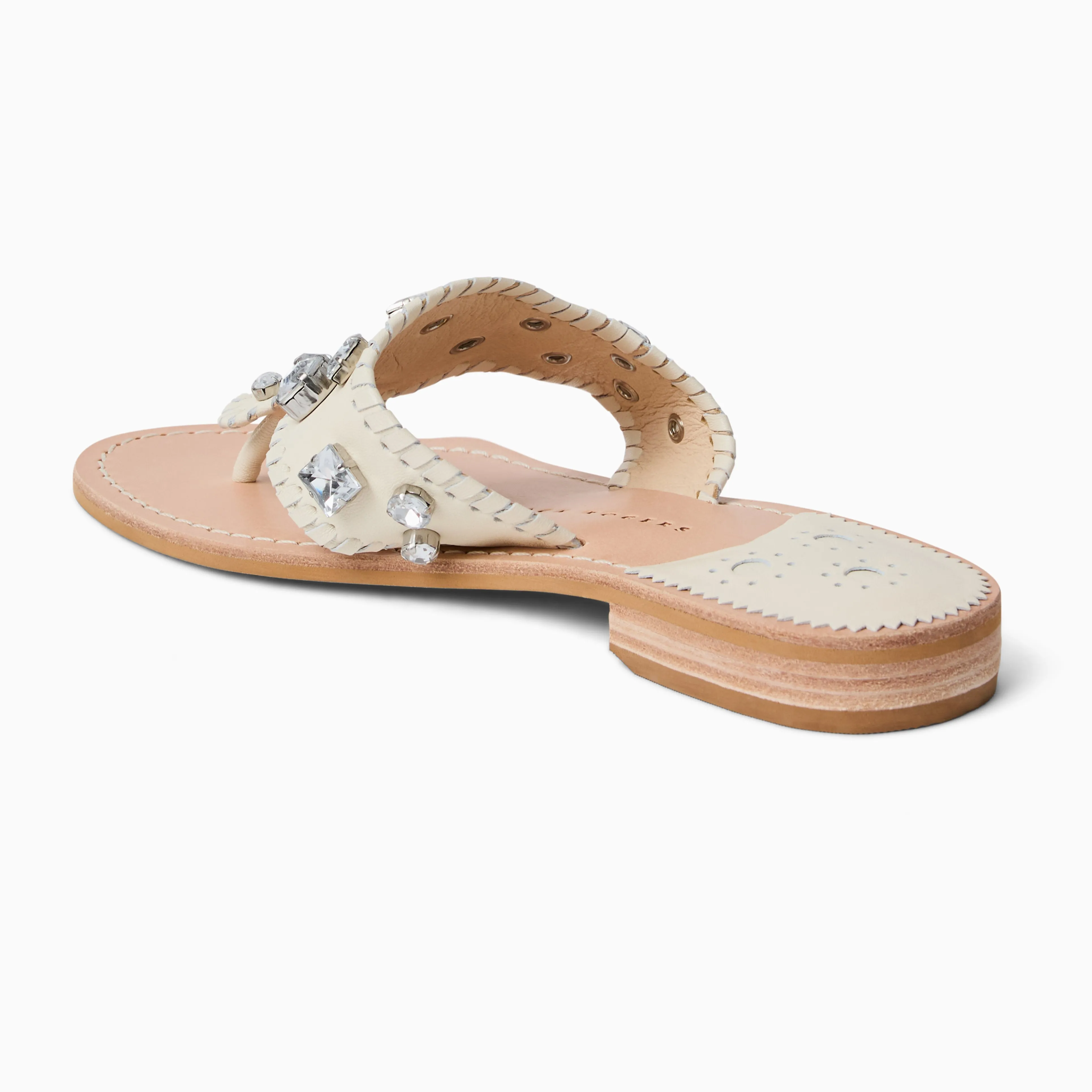 Frost Safe Stable base Jacks Jeweled Leather Flat Sandal
