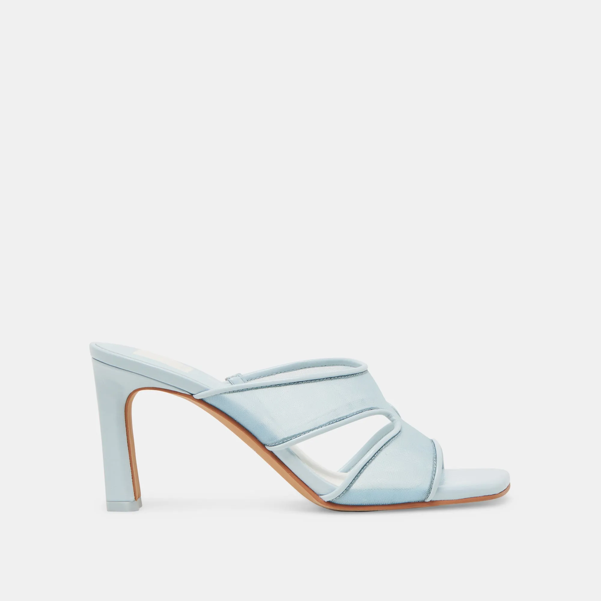 GITEL WIDE HEELS ICE BLUE MESH Suede Heels