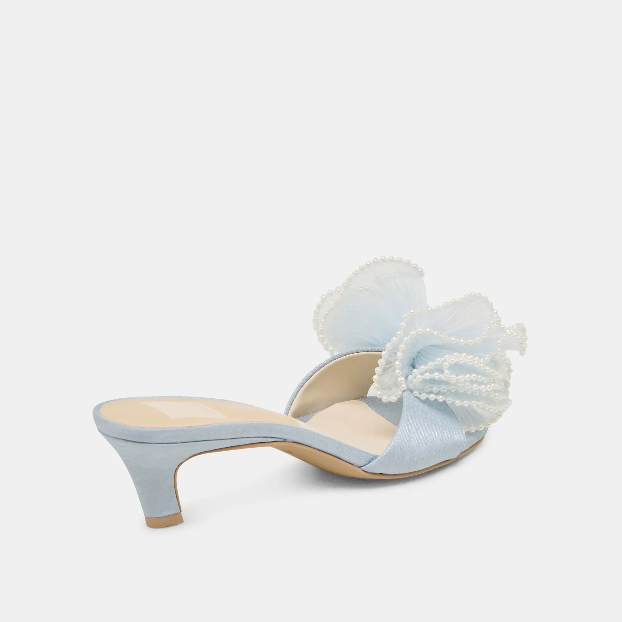 NARITA PEARL HEELS LIGHT BLUE SATIN Metallic Heels synthetic leather