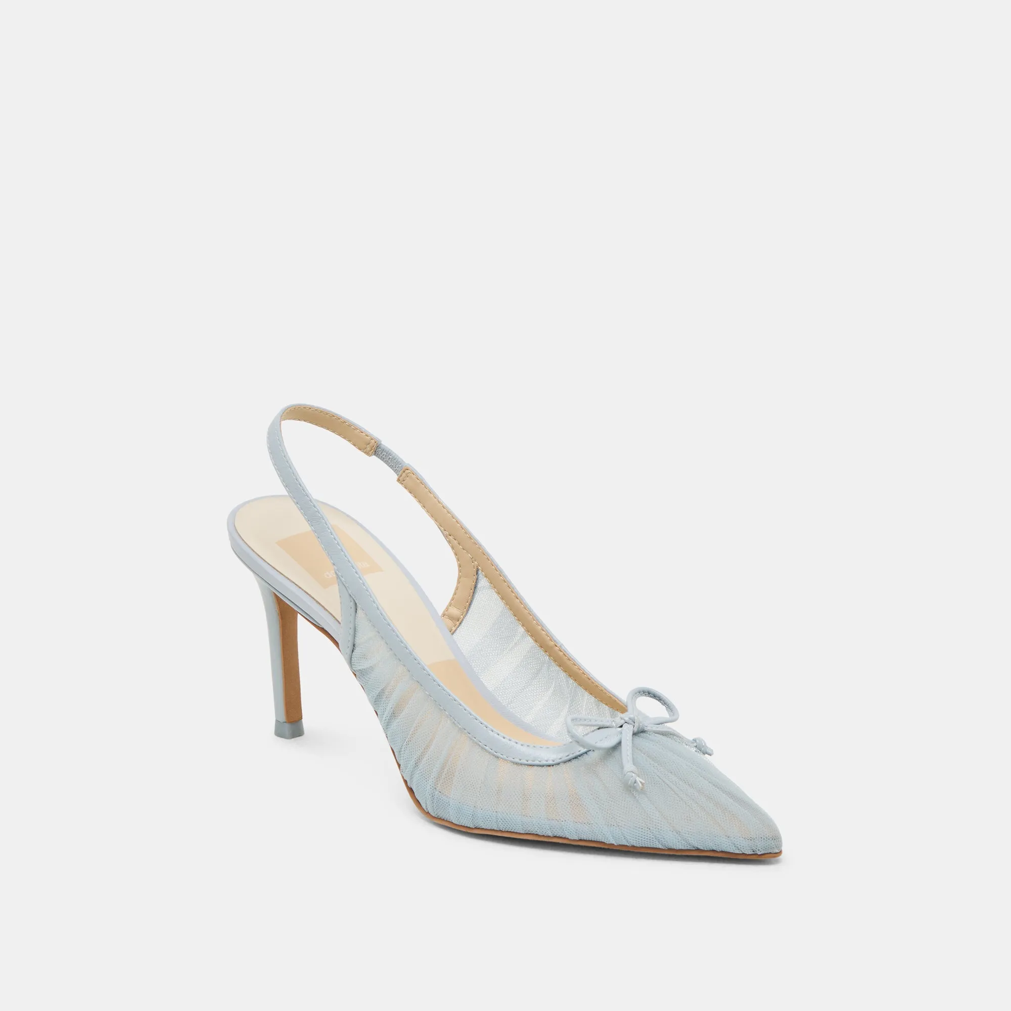 YELA HEELS LIGHT BLUE TULLE Open Back Heels