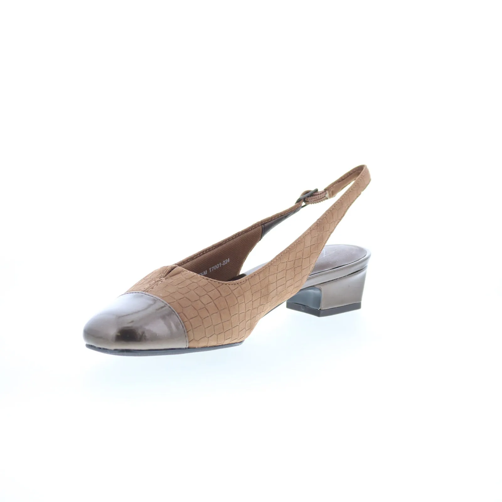 Trotters Dea T7001-224 Womens Brown Extra Narrow Slingback Heels Shoes Party Shoes with Heels Textured Heels
