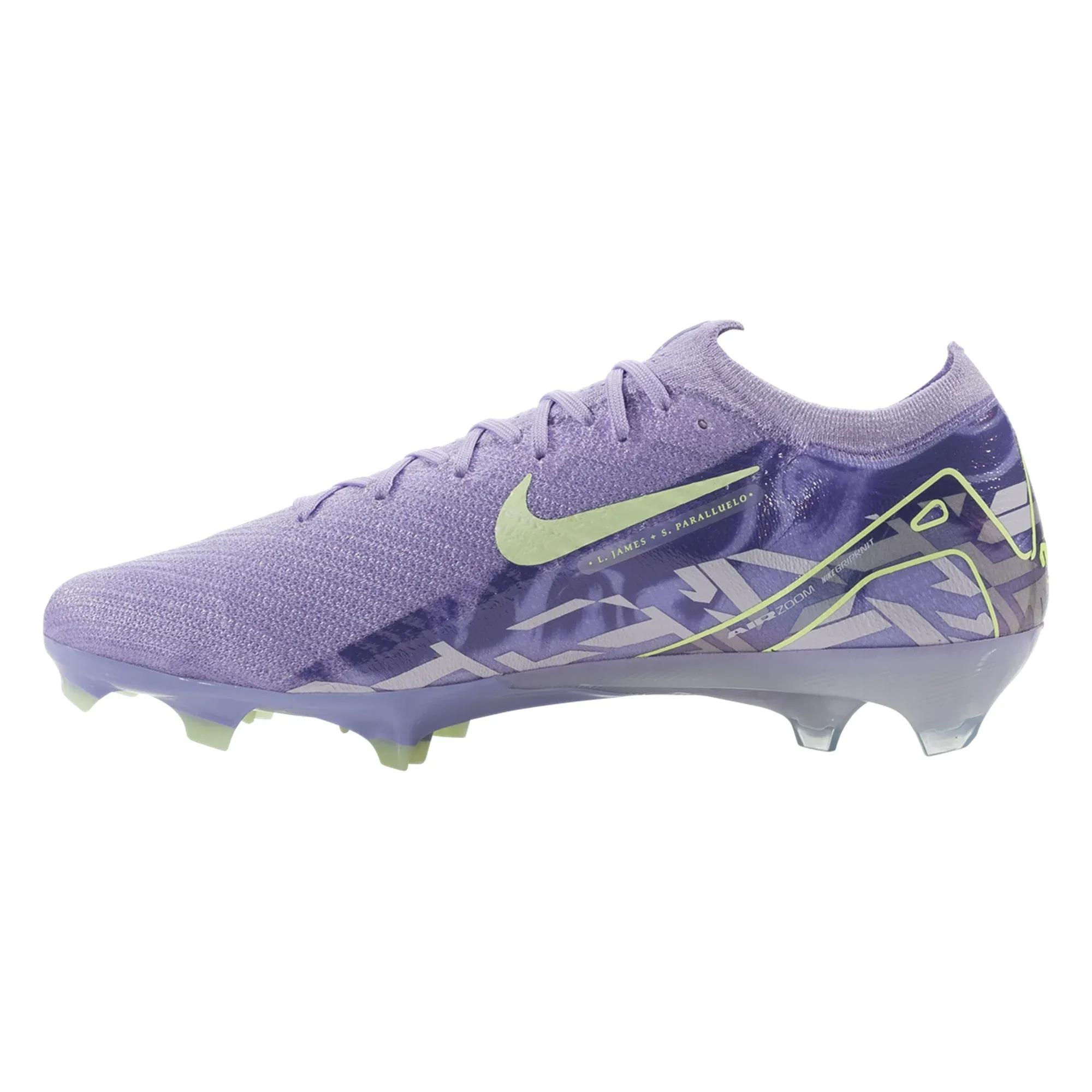 Stable Heel Nike United Zoom Vapor 16 Elite FG Soccer Cleats (Purple Agate/Barely Volt)