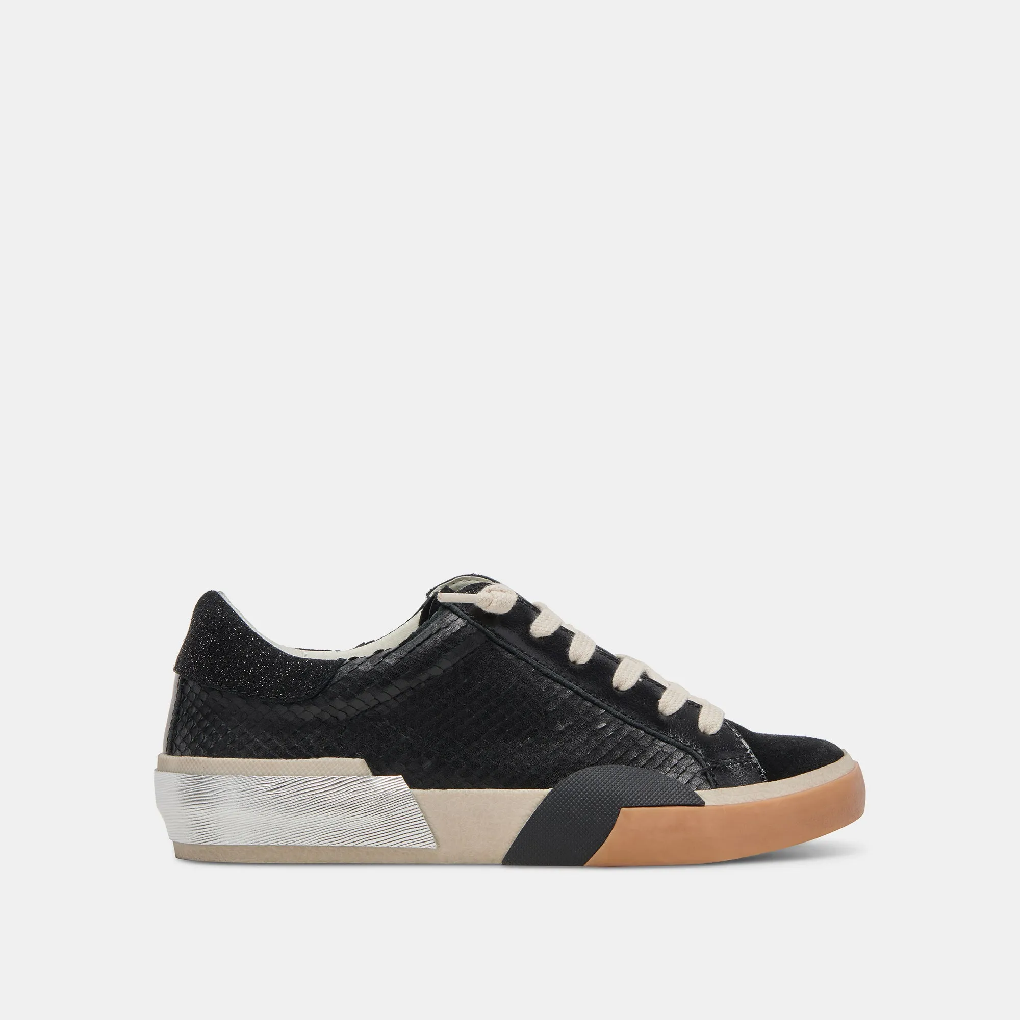 Ground Feel Flattering Fit ZINA SNEAKERS ONYX EMBOSSED LEATHER