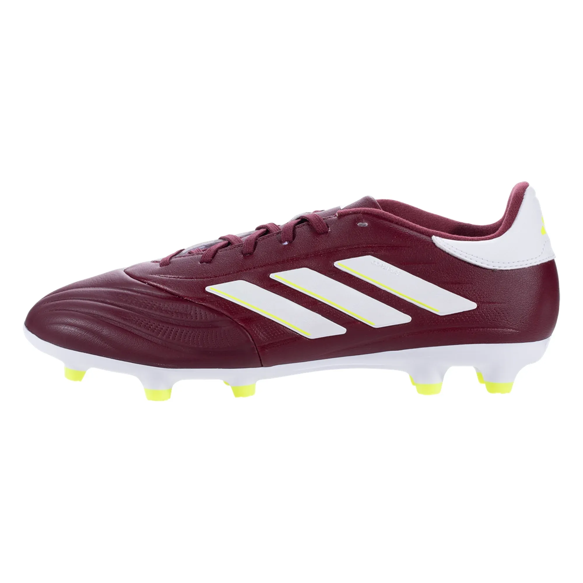 adidas Copa Pure 2 League FG Soccer Cleats (Shadow Red/White/Solar Yellow) Ergonomic Shape