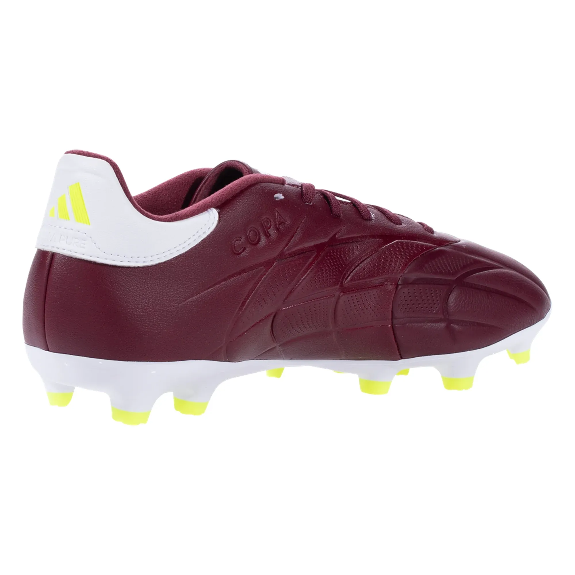 Reinforced heel Shock absorption adidas Copa Pure 2 League FG Soccer Cleats (Shadow Red/White/Solar Yellow)