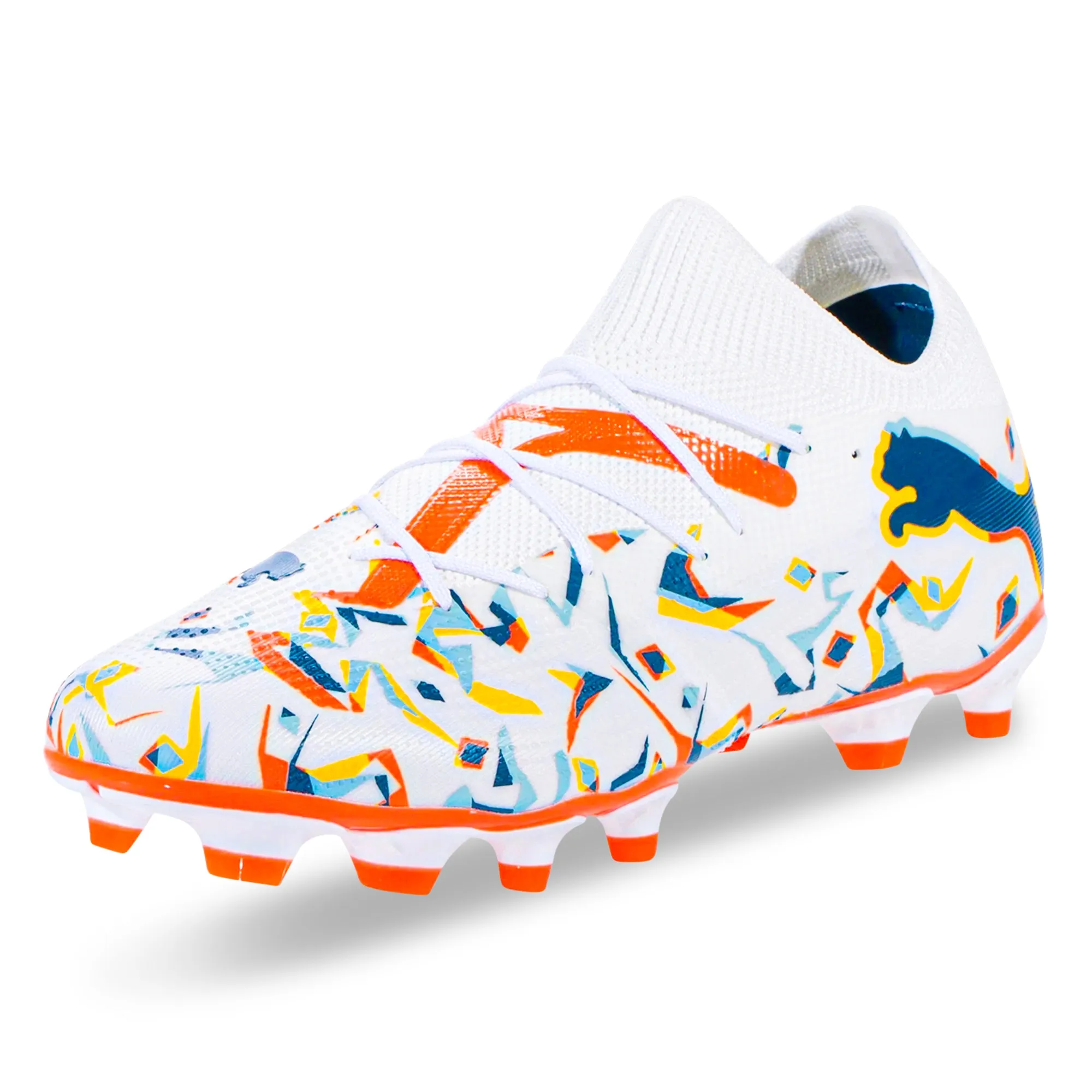 Puma Future 7 Match Creativity FG/AG Soccer Cleats (Puma White/Ocean Tropic) High Traction Hard Ground
