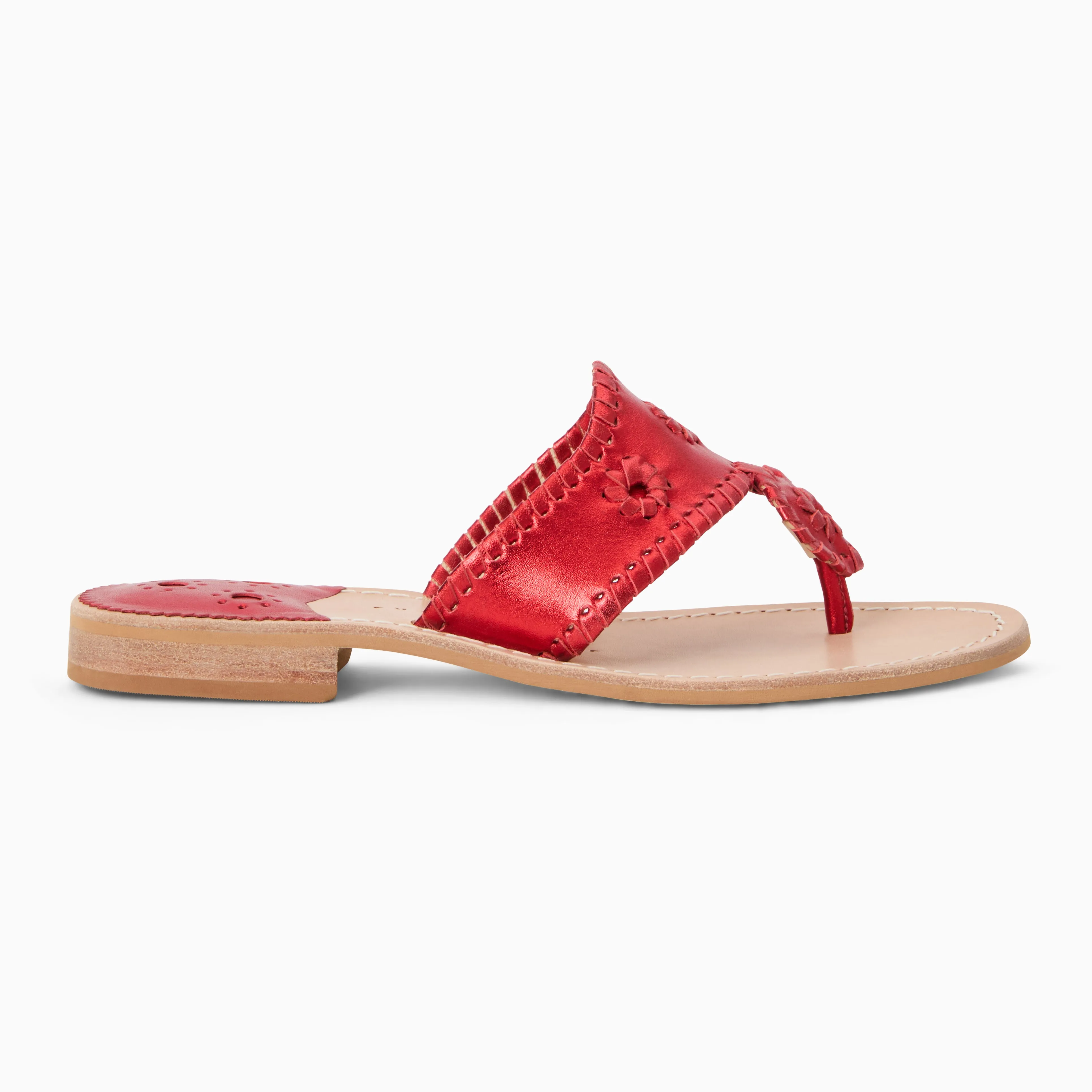 Hot Day Cushioned Footbed Jacks Metallic Leather Flat Sandal
