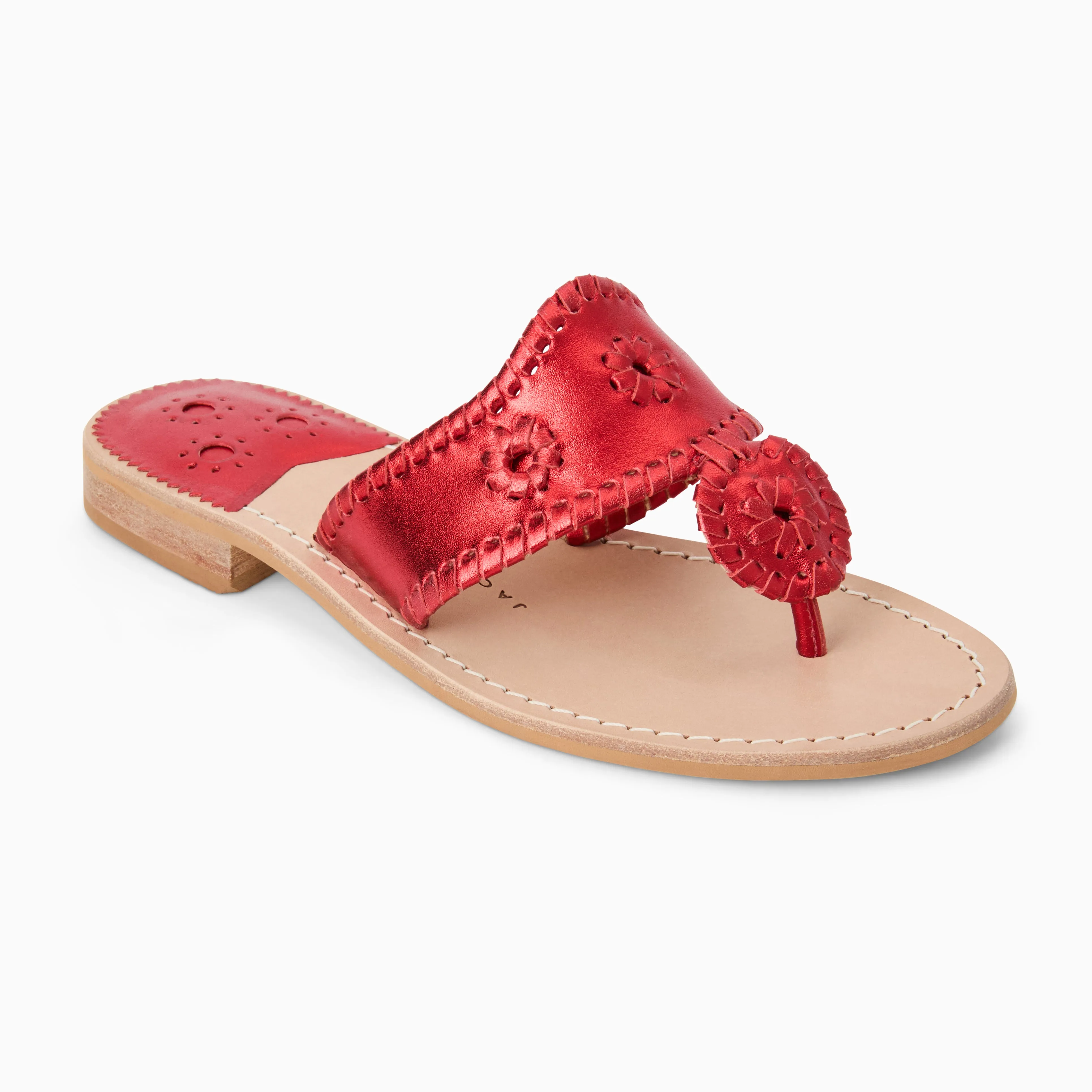 Jacks Metallic Leather Flat Sandal Luggage Fit